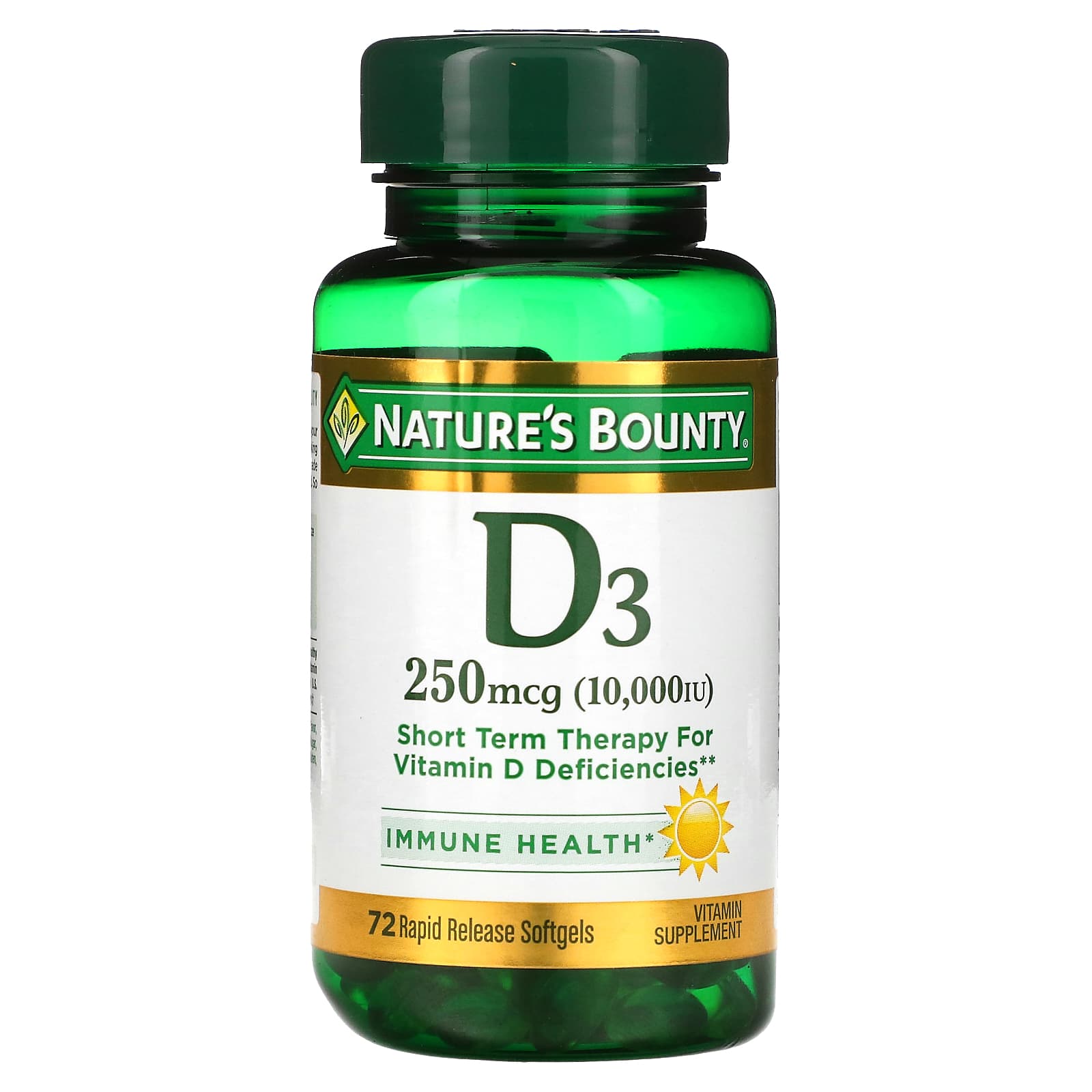 Natures Bounty D3 250 мкг 10000 МЕ 72 мягких капсул быстрого действия 2990₽