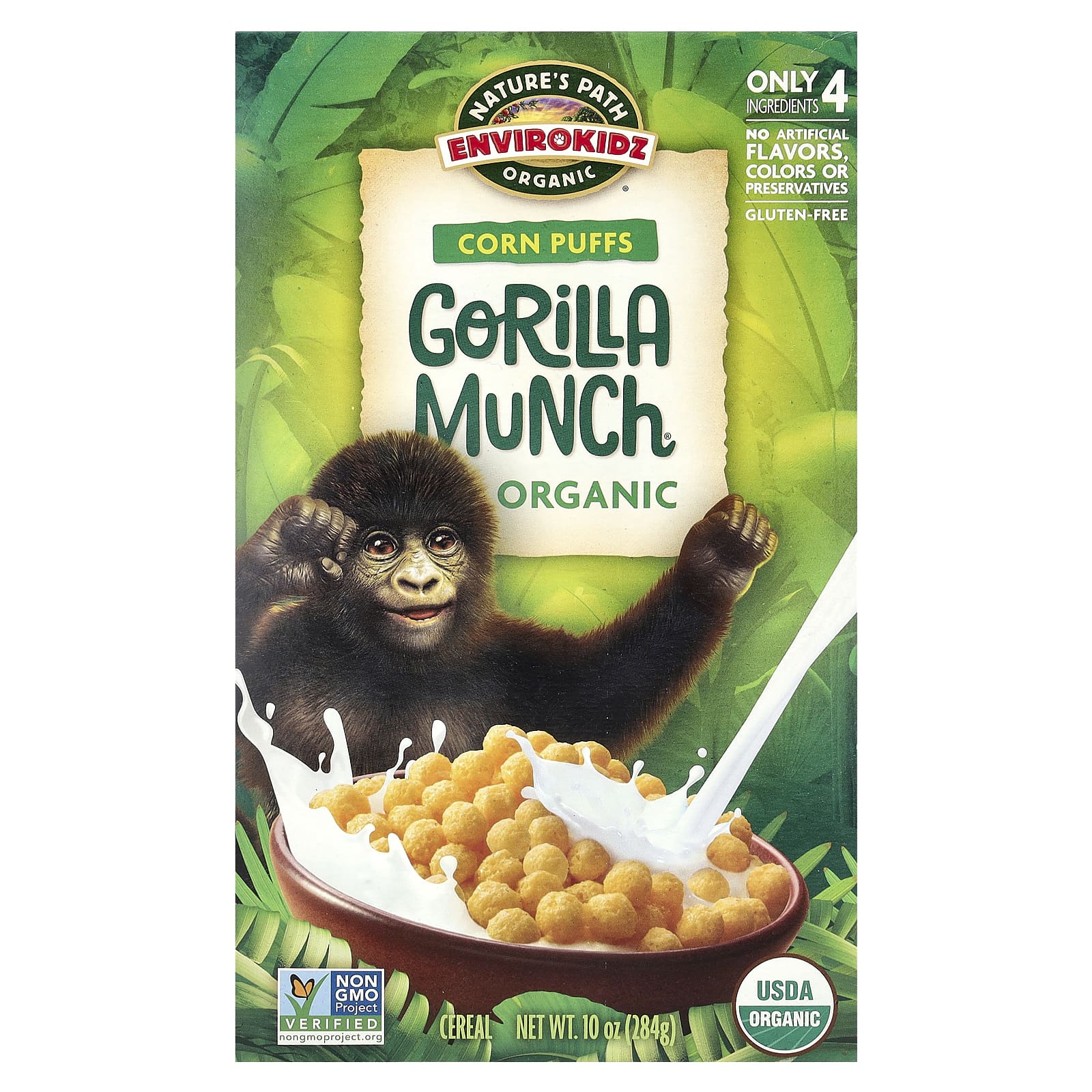 Natures Path EnviroKidz снеки Puffs из органической кукурузы Gorilla Munch 284 г 10 унций 1690₽
