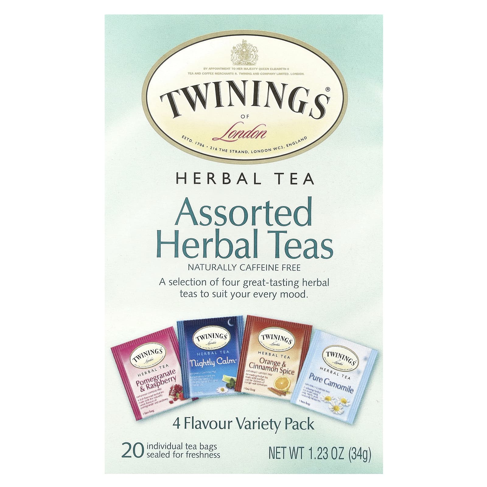 Twinings Ассорти из травяных чаев смешанный набор без кофеина 20 чайных пакетиков 34 г 123 унции 1590₽
