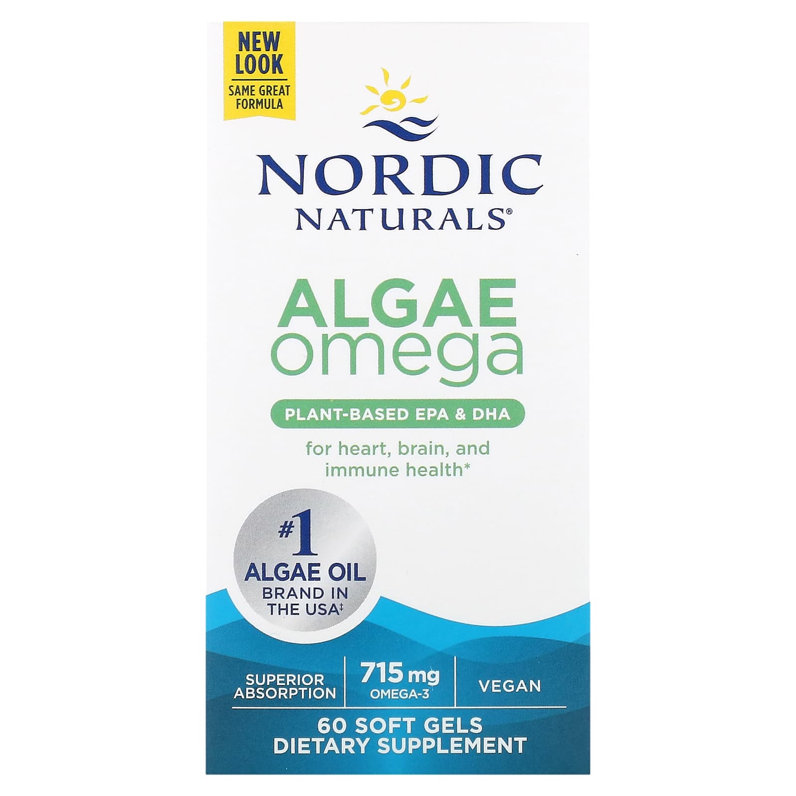 Nordic Naturals Algae Omega жирные водоросли 715 мг 60 капсул 3575 мг в 1 капсуле 4990₽