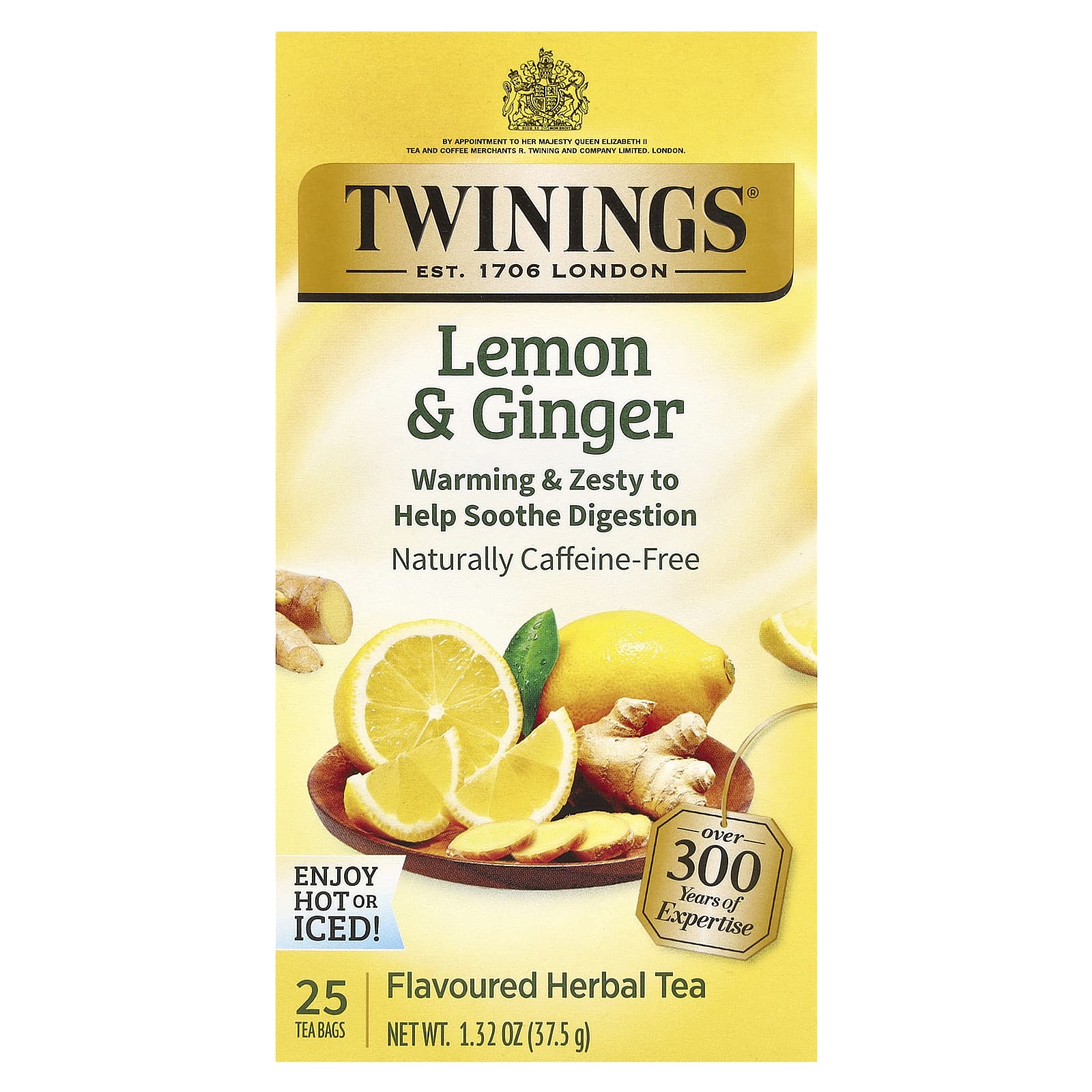 Twinings травяной чай без кофеина лимон и имбирь 25 пакетиков 132 унции 375 г 1690₽