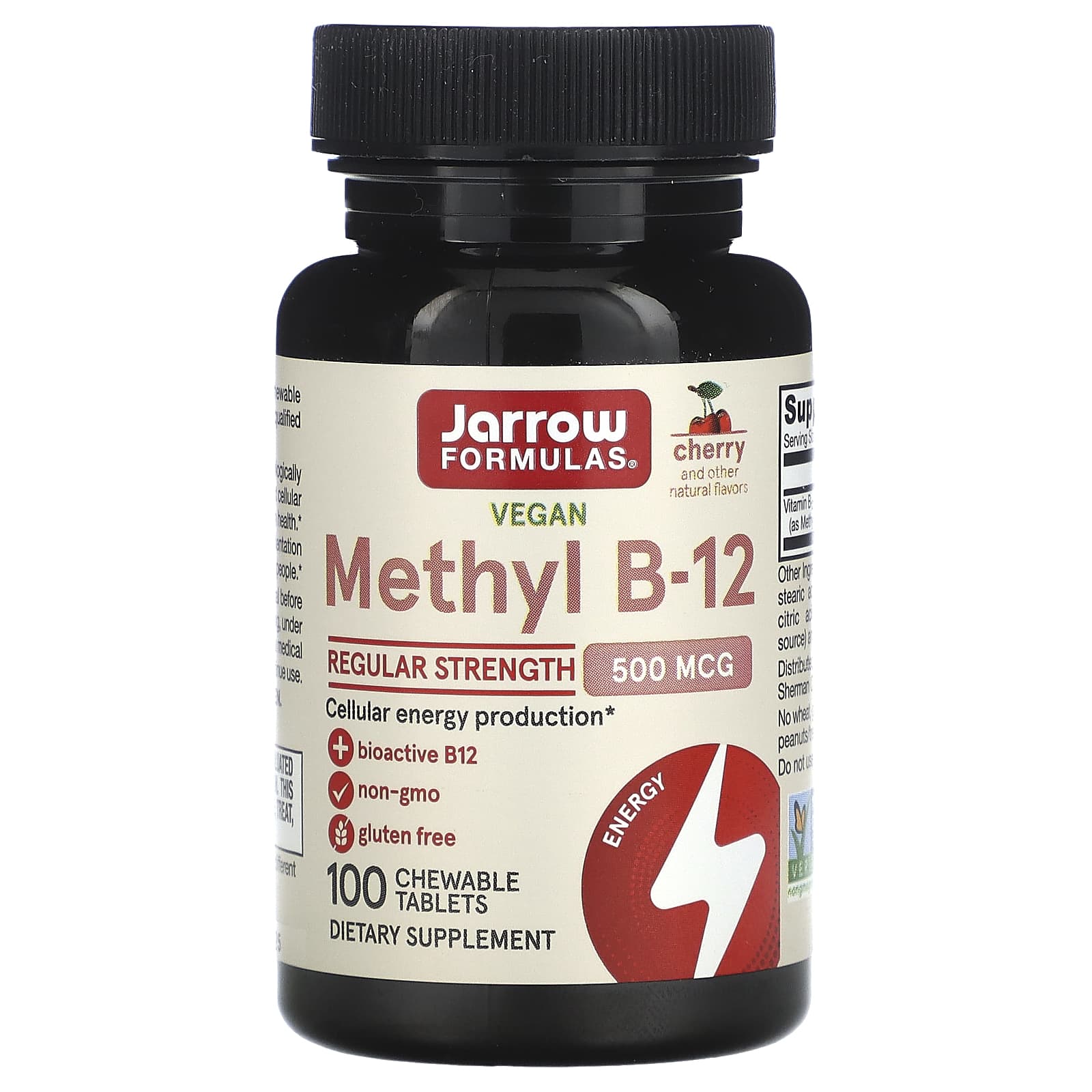 Jarrow Formulas метил B-12 вишневый вкус 500 мкг 100 жевательных леденцов 1990₽