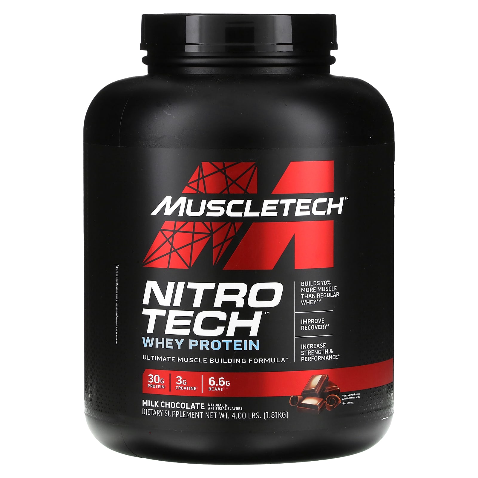 MuscleTech NitroTech сывороточные пептиды вкус молочного шоколада 181 кг 4 фунта 10490₽