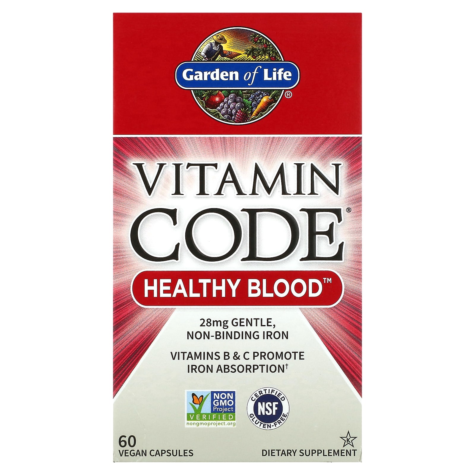 Garden of Life Vitamin Code Healthy Blood 60 веганских капсул 2090₽