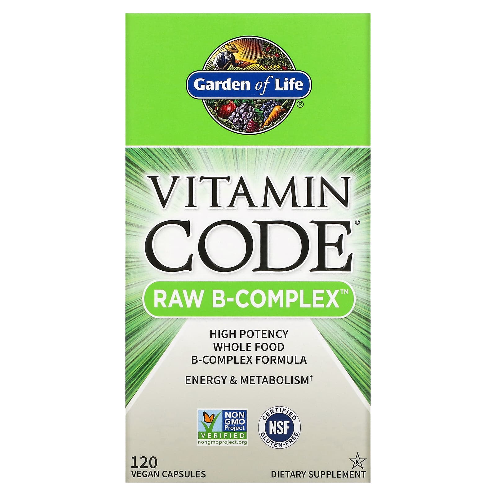 Garden of Life Vitamin Code Raw B-Complex 120 веганских капсул 5490₽