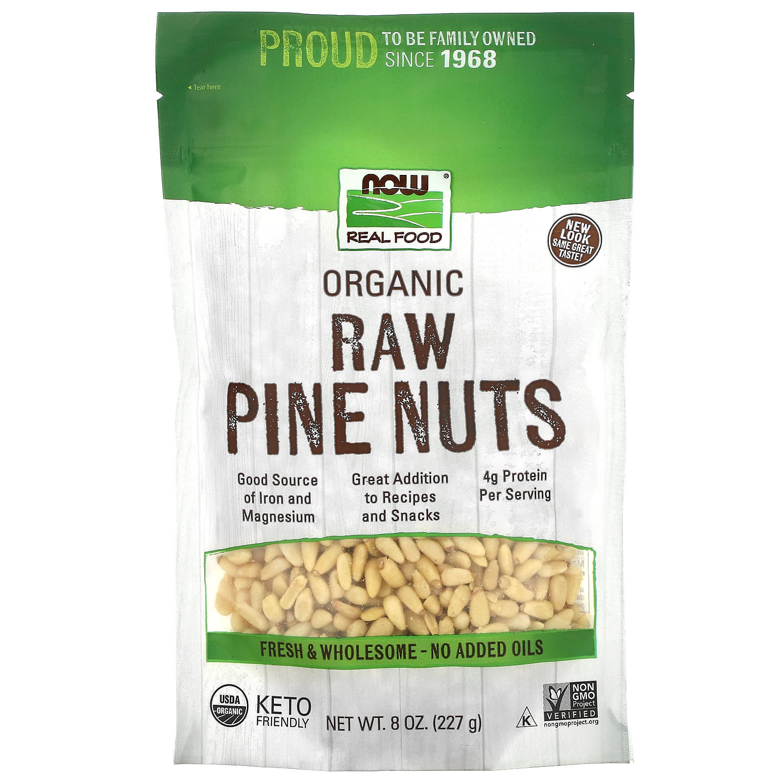 NOW Foods Real Food органические кедровые орехи сырые 8 унций 227 г 3790₽