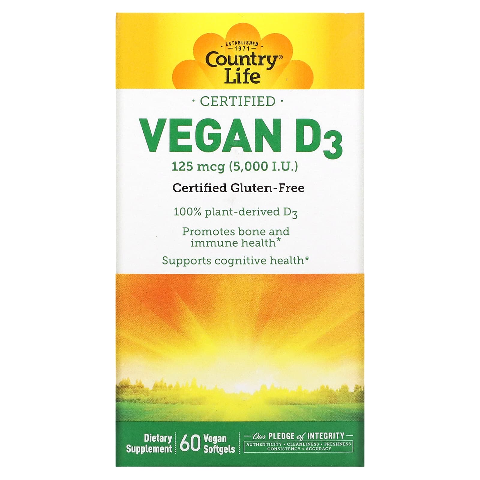 Country Life Vegan D3 125 mcg 5000 IU 60 Vegan Softgels 4890₽