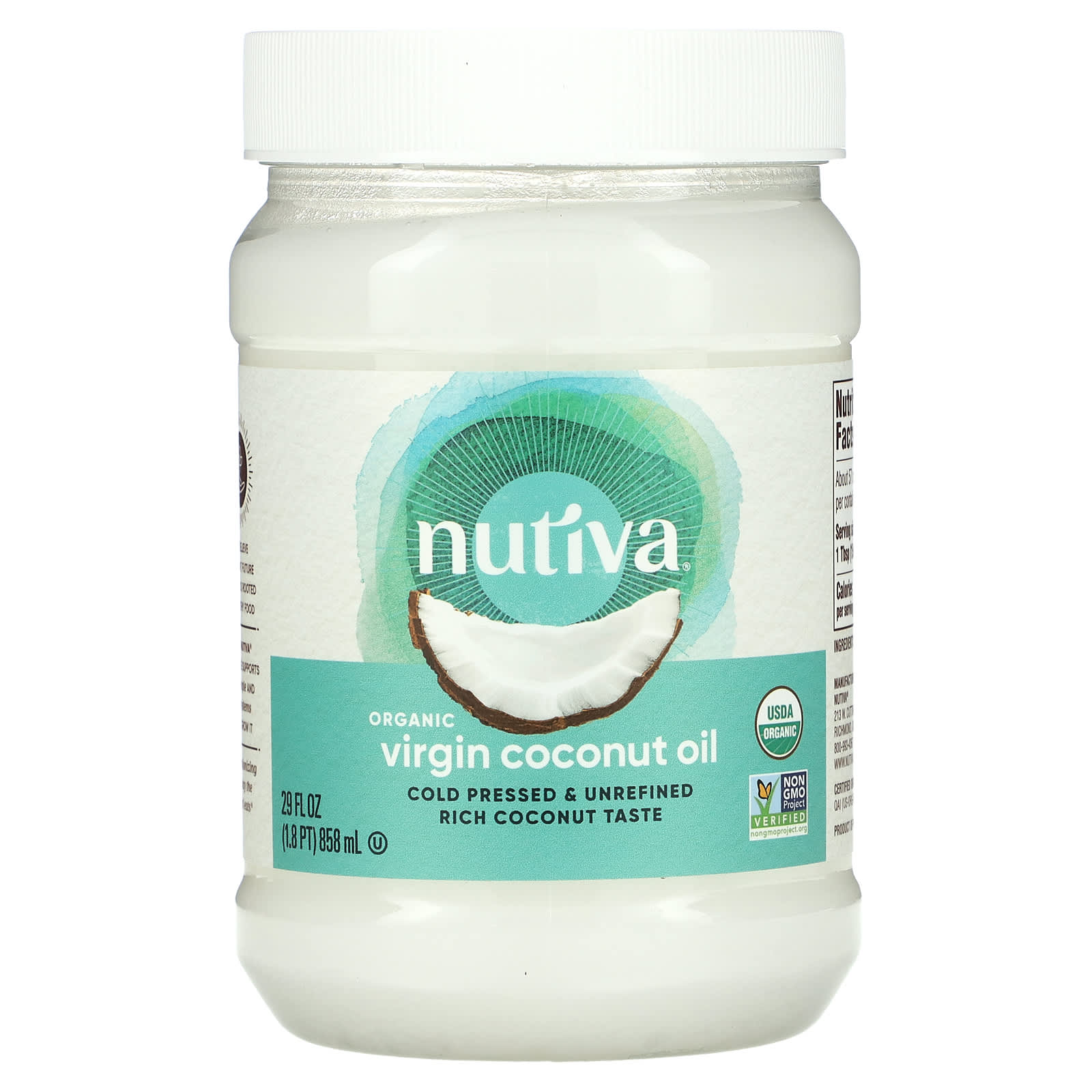 Nutiva органическое кокосовое масло первого отжима 858 мл 29 жидк унций 3790₽