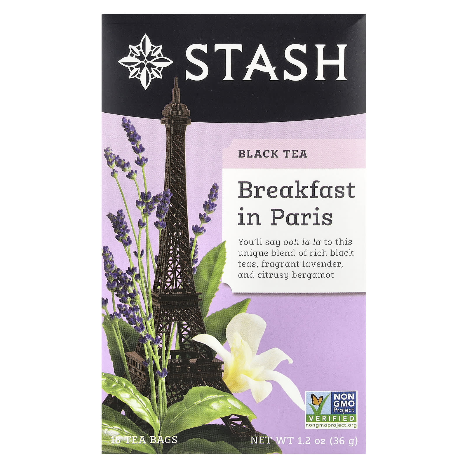 Stash Tea черный чай Завтрак в Париже 18 чайных пакетиков 36 г 12 унции 1590₽