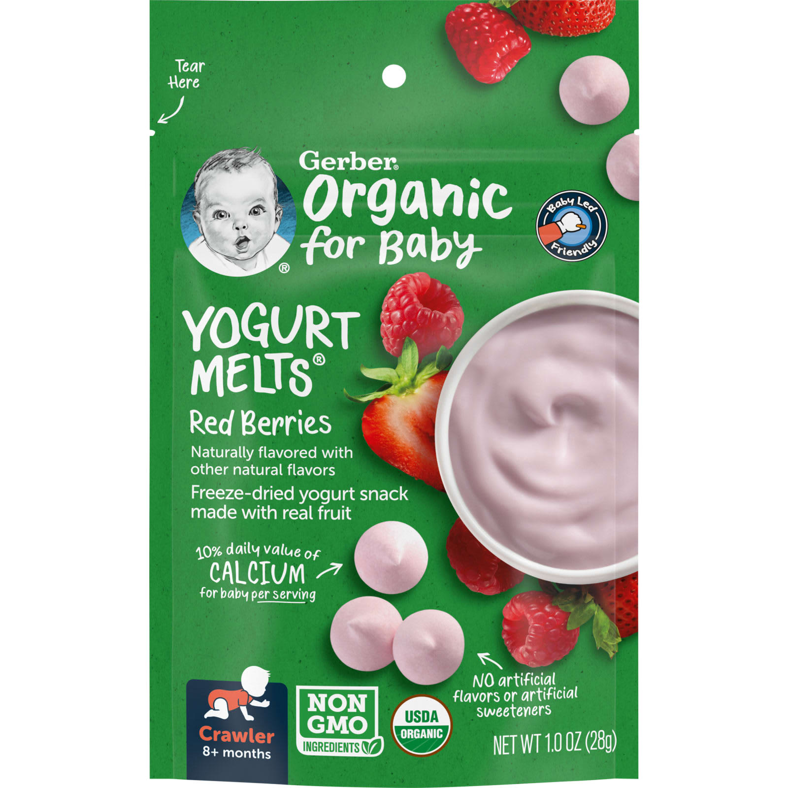 Gerber Organic Yogurt Melts для малышей от 8 месяцев с красными ягодами 28 г 10 унция 1690₽