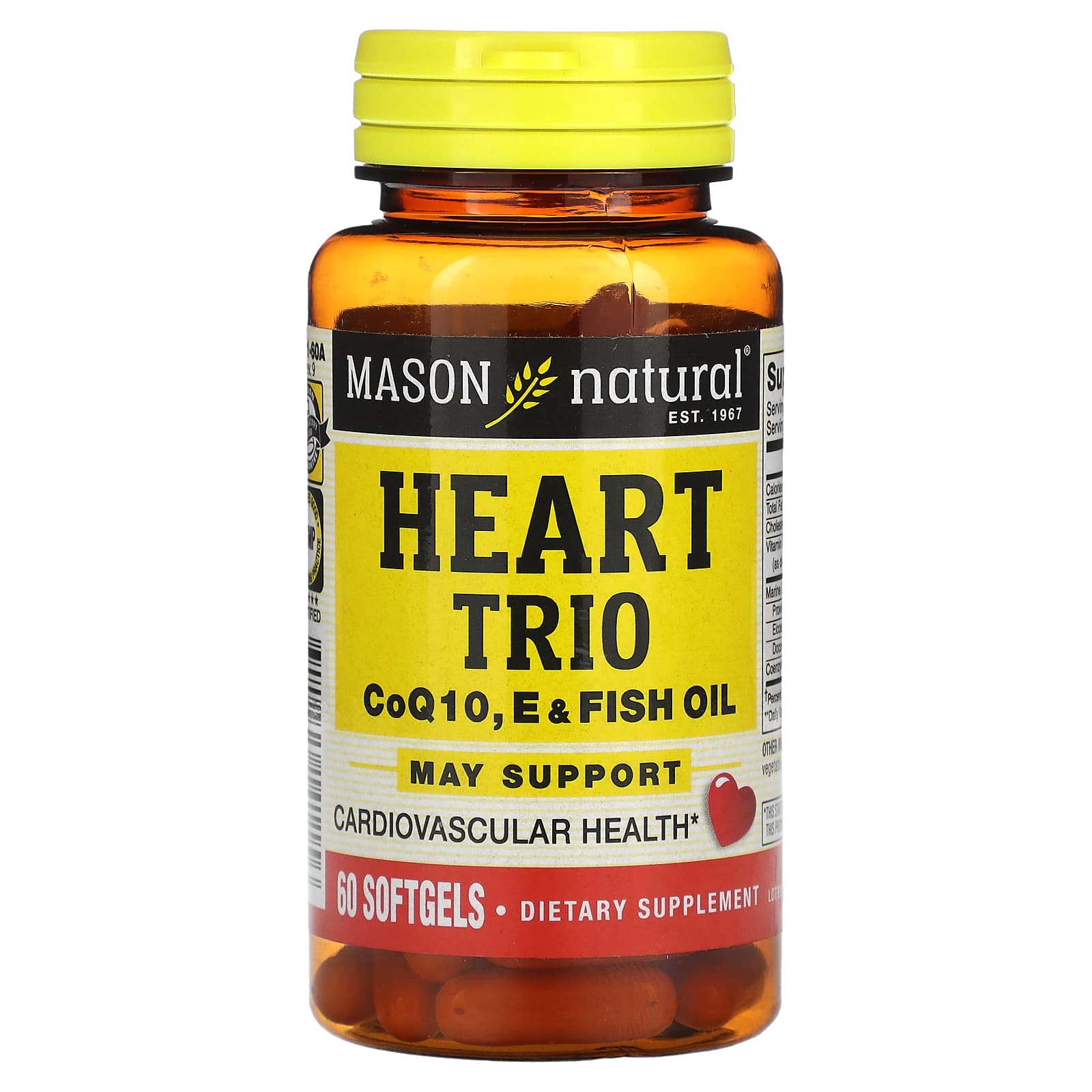 Mason Natural Heart Trio коэнзим Q10 пищевой и рыбий жир 60 мягких таблеток 2890₽