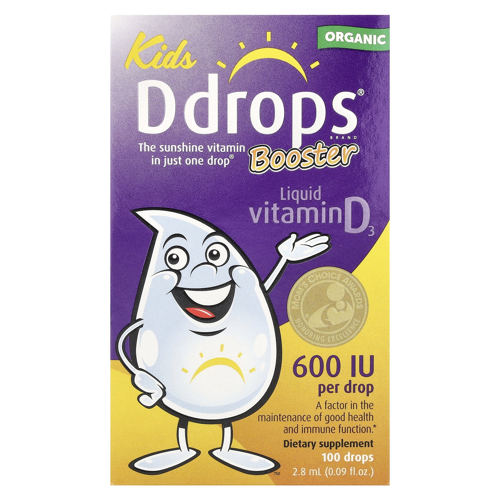 Ddrops Kids Booster органический жидкий витамин D3 600 МЕ 28 мл 009 жидк унции 2590₽