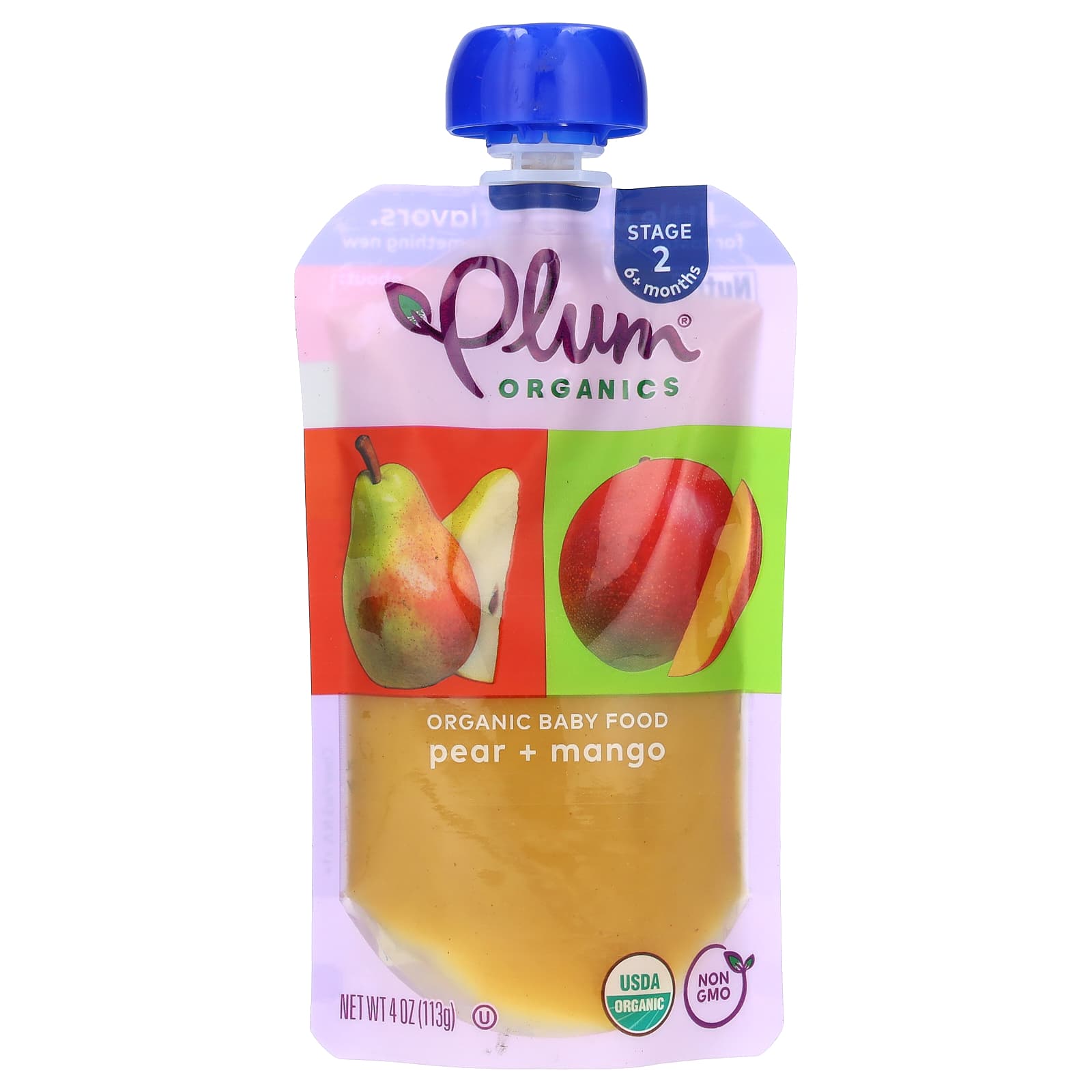 Plum Organics органическое детское питание от 6 месяцев груша и манго 113 г 4 унции 1390₽