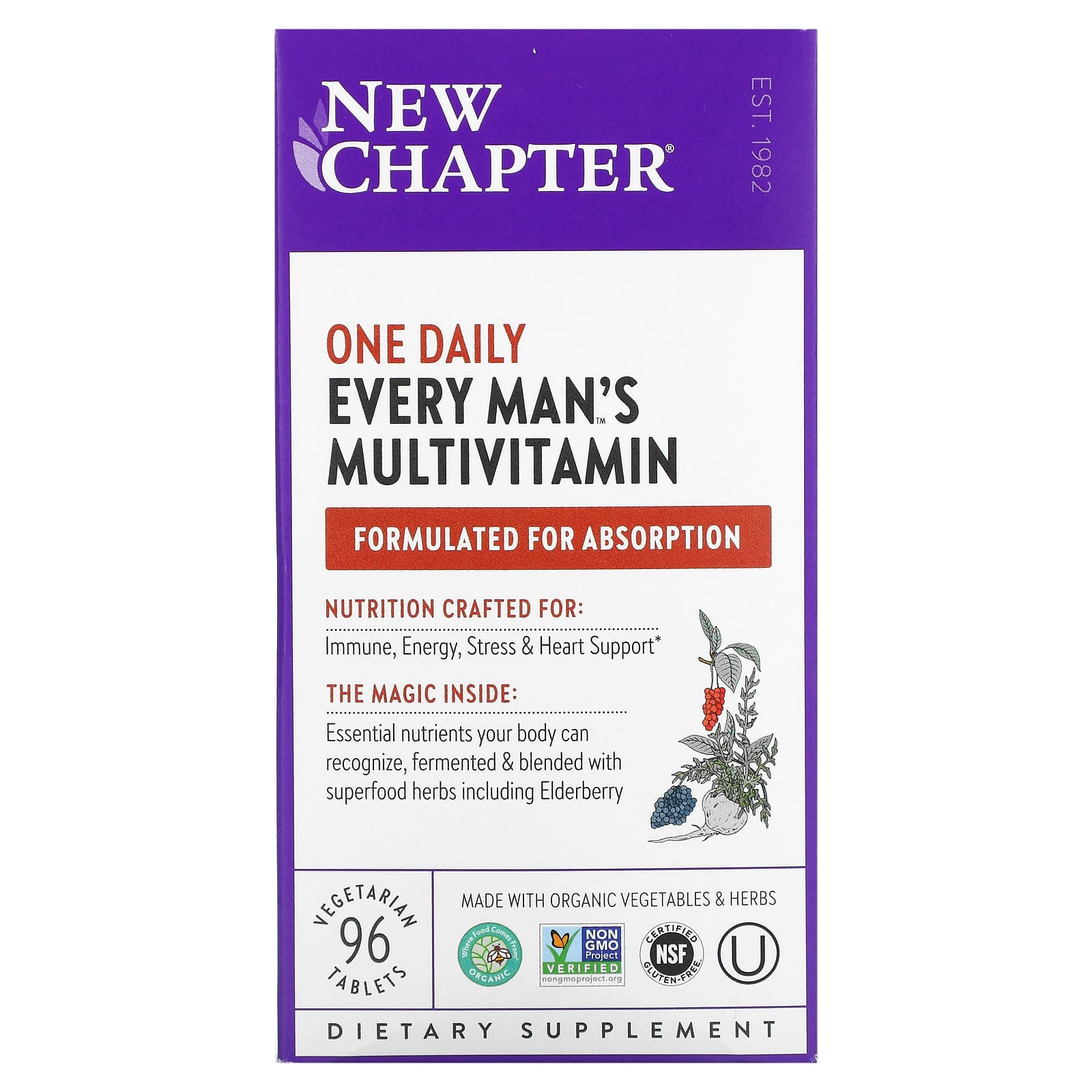 New Chapter Every Mans One Daily Multi мультивитаминная добавка из цельных продуктов для мужчин 96 вегетарианских таблеток 9490₽