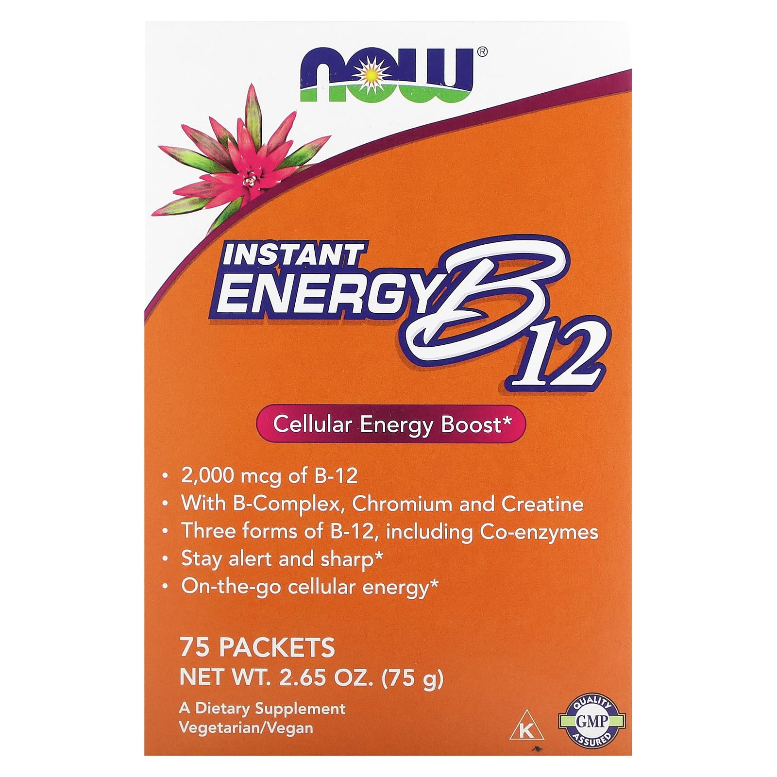 NOW Foods Instant Energy B12 2000 мкг 75 пакетиков по 1 г 0035 унции 2290₽
