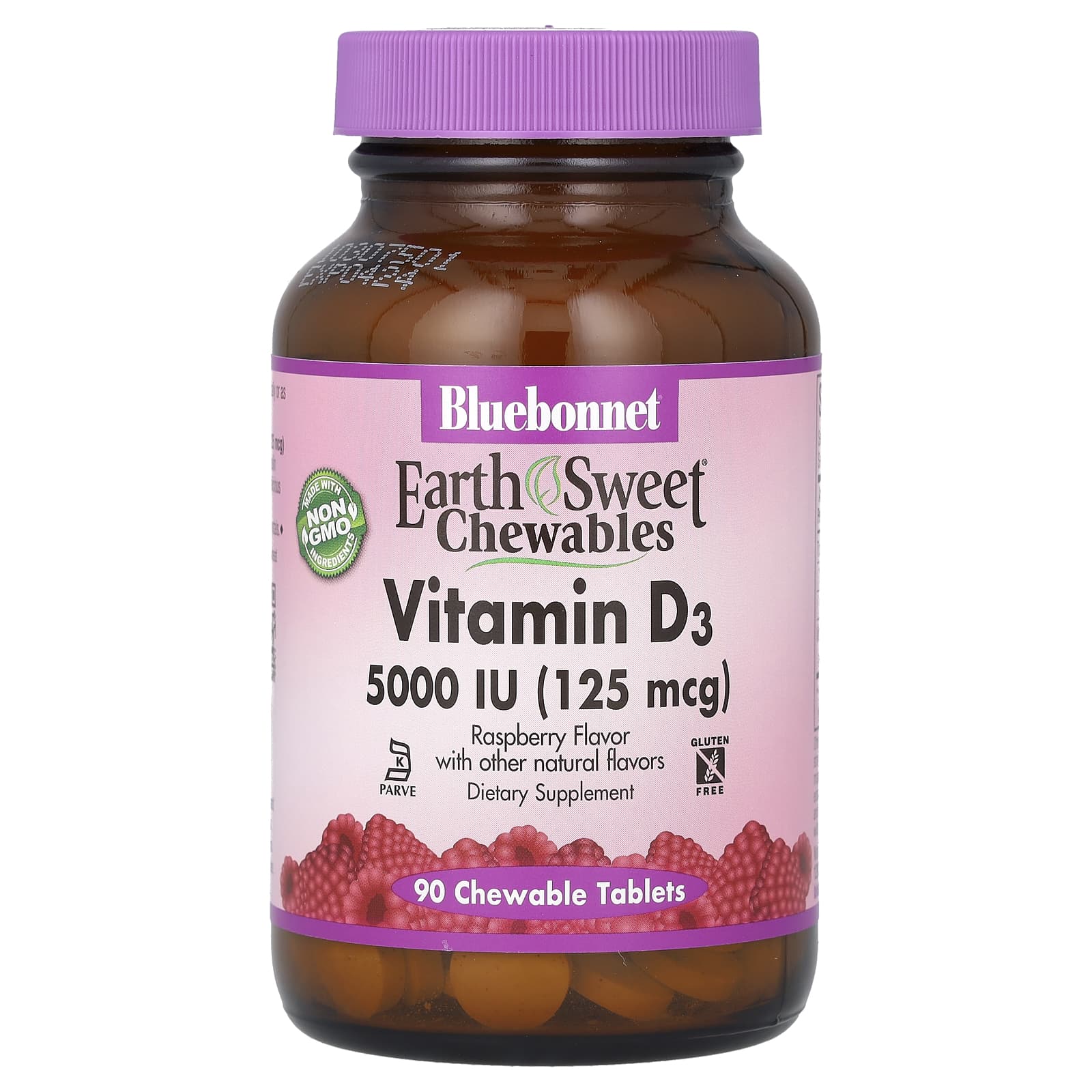 Bluebonnet Nutrition витамин D3 малина 5000 МЕ 125 мкг 90 жевательных таблеток 3490₽