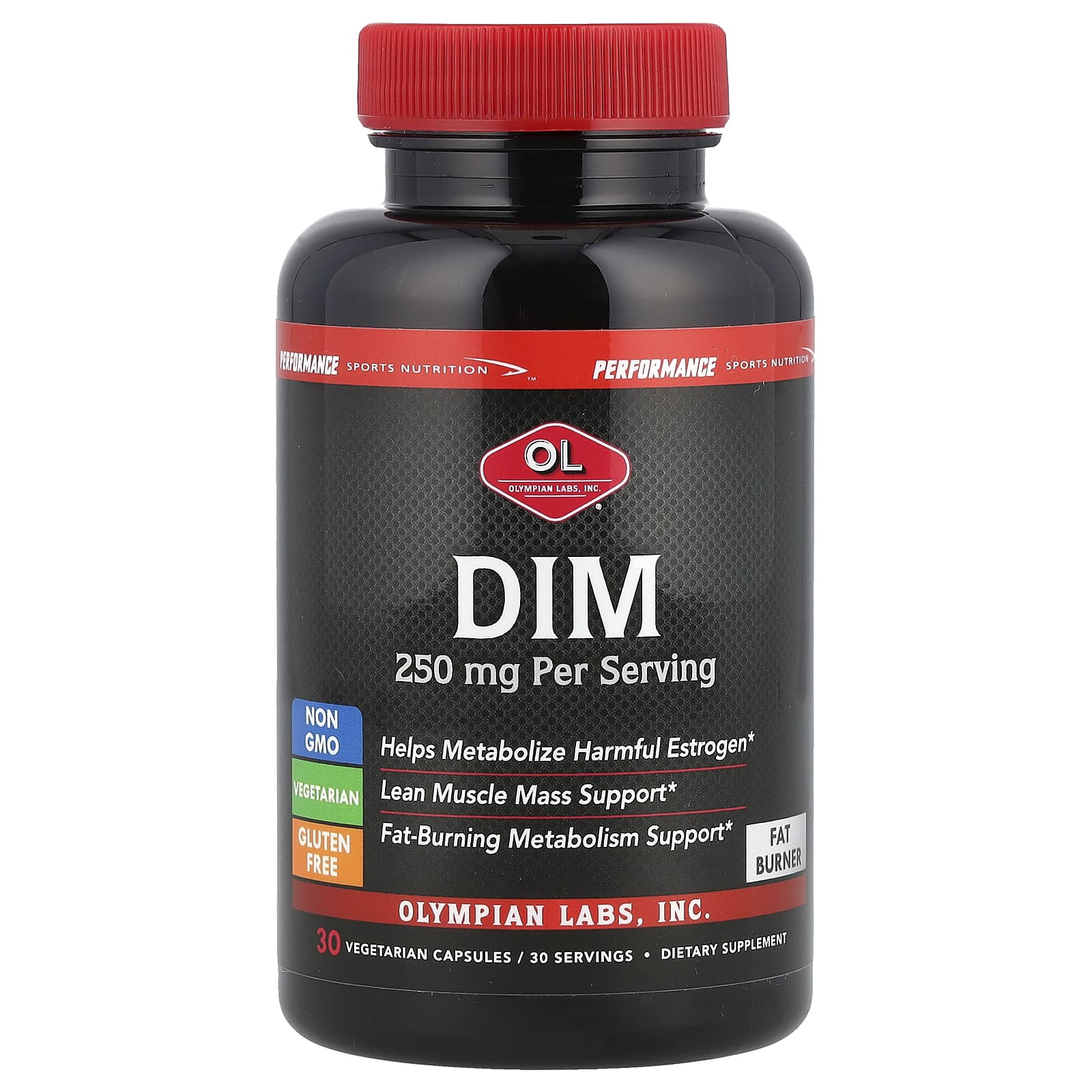Olympian Labs Performance Sports Nutrition DIM 250 мг 30 вегетарианских капсул 5690₽