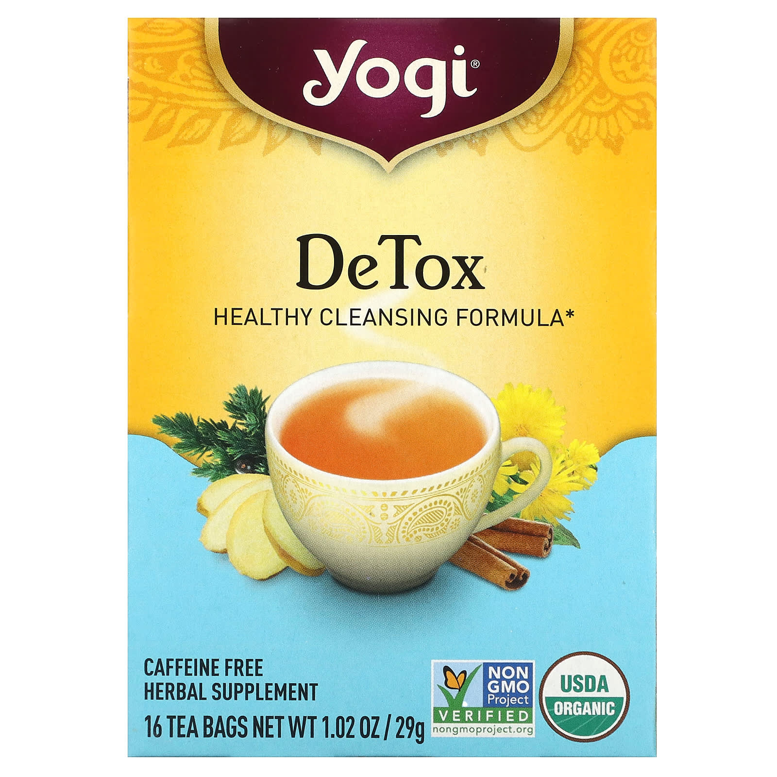 Yogi Tea Detox без кофеина 16 чайных пакетиков 29 г 102 унции 1590₽