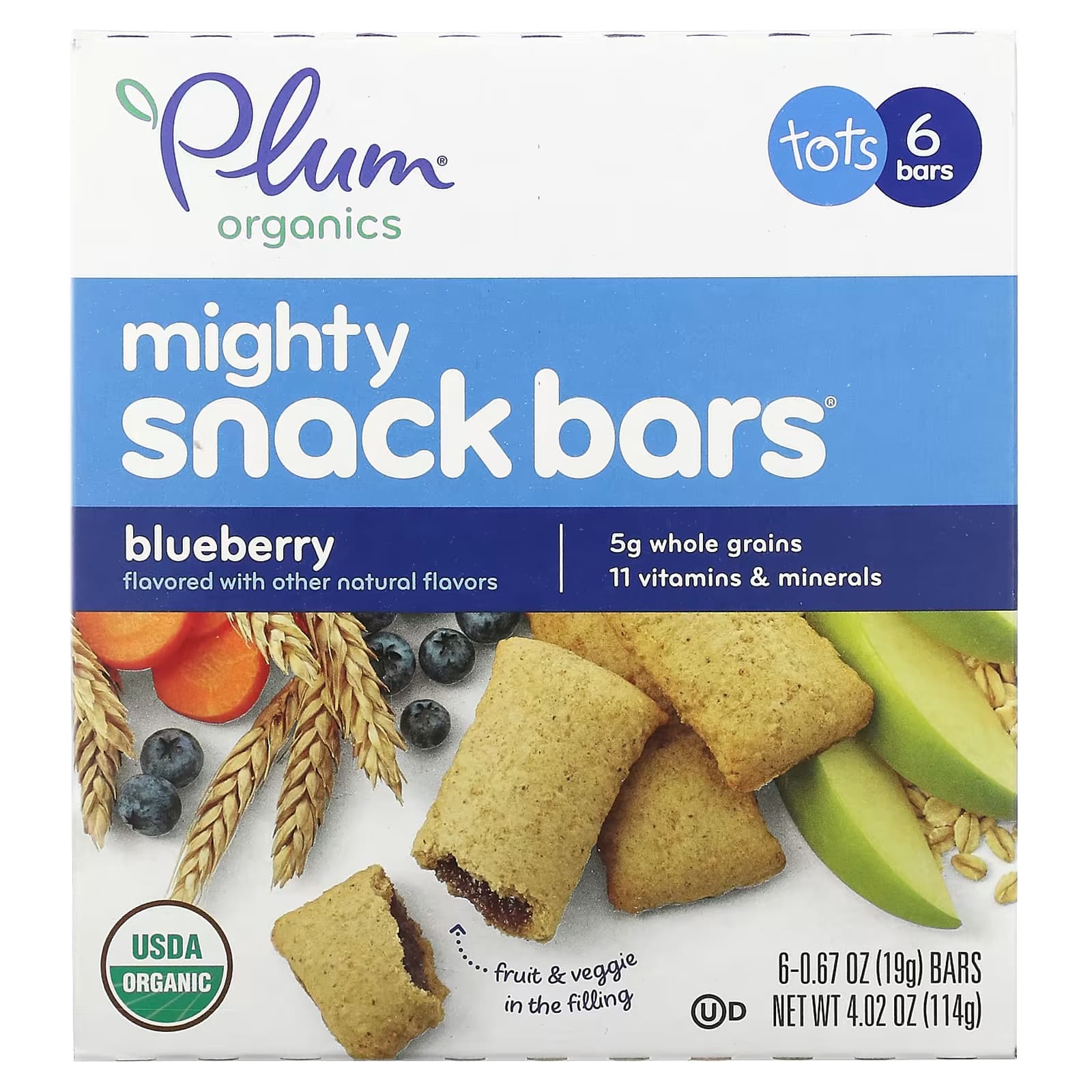 Plum Organics Mighty Snack Bars для малышей голубика 6 батончиков по 19 г 067 унции каждый 1590₽