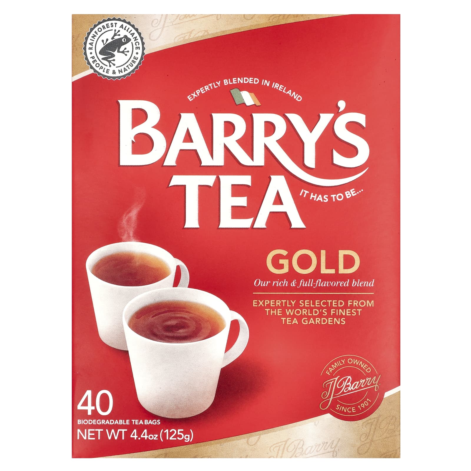 Barrys Tea Золотая смесь 40 чайных пакетиков 125 г 44 унции 1490₽
