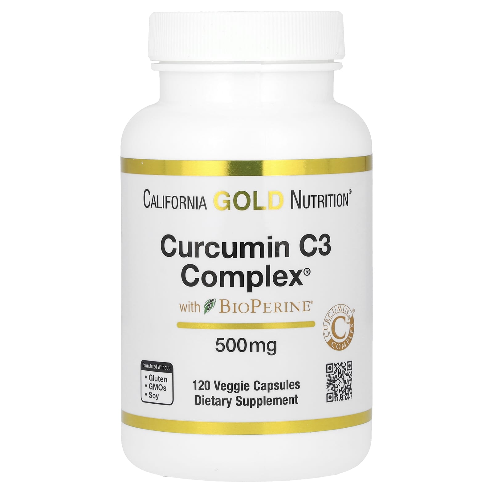 California Gold Nutrition Curcumin C3 Complex с экстрактом BioPerine 500 мг 120 растительных капсул 6590₽