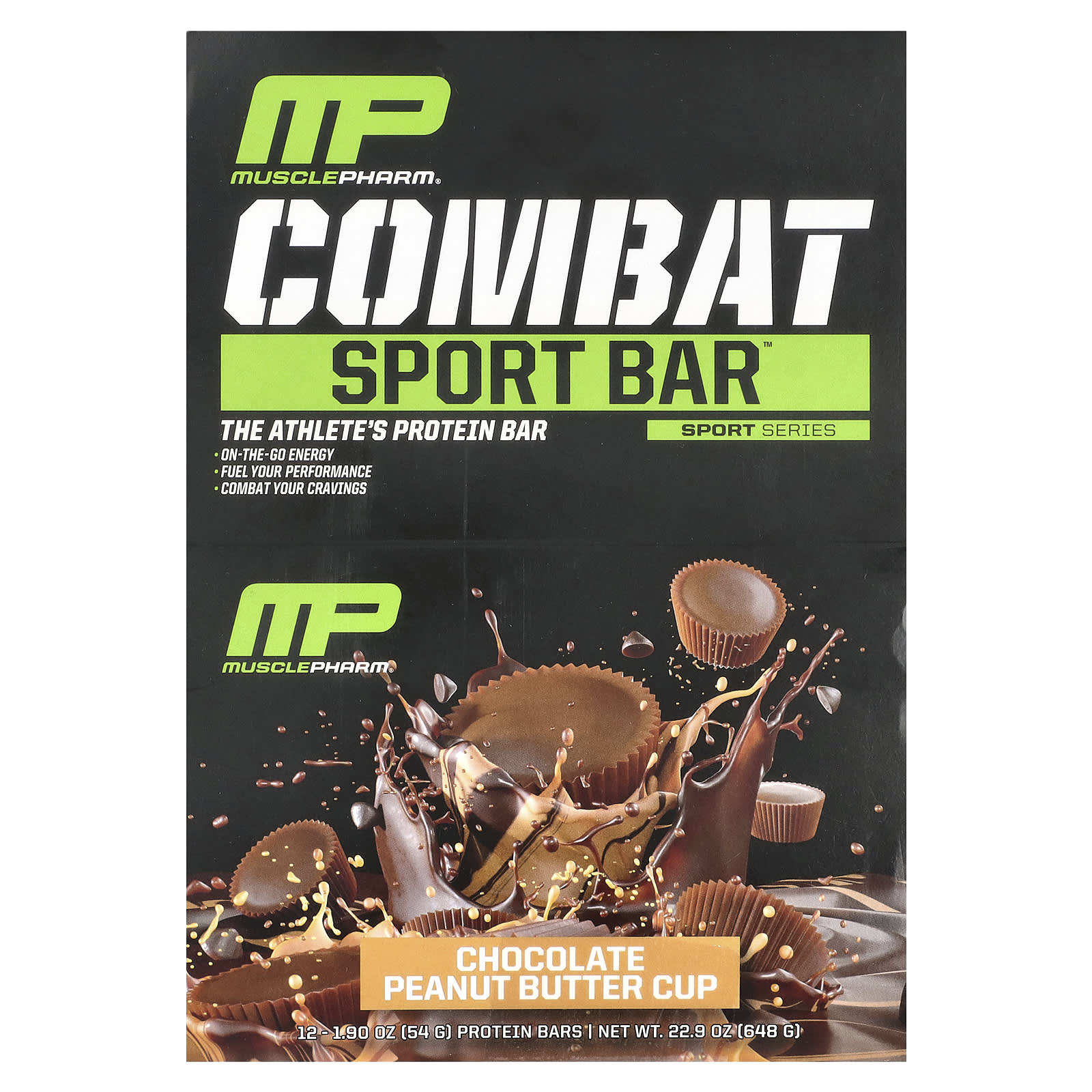 MusclePharm Combat Sport Bar шоколадный батончик с арахисовым маслом 12 батончиков 54 г 190 унции 6690₽