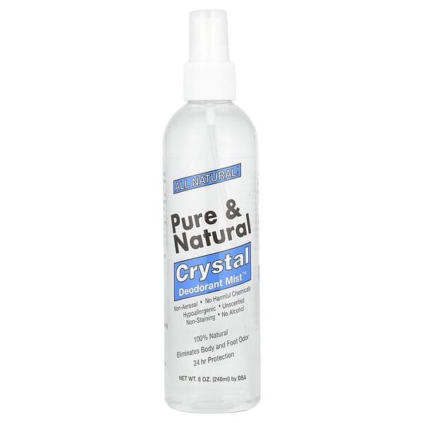 Thai Deodorant Stone, Чистый и натуральный дезодорант Crystal Deodorant Mist, без запаха, 240 мл (8 унций)