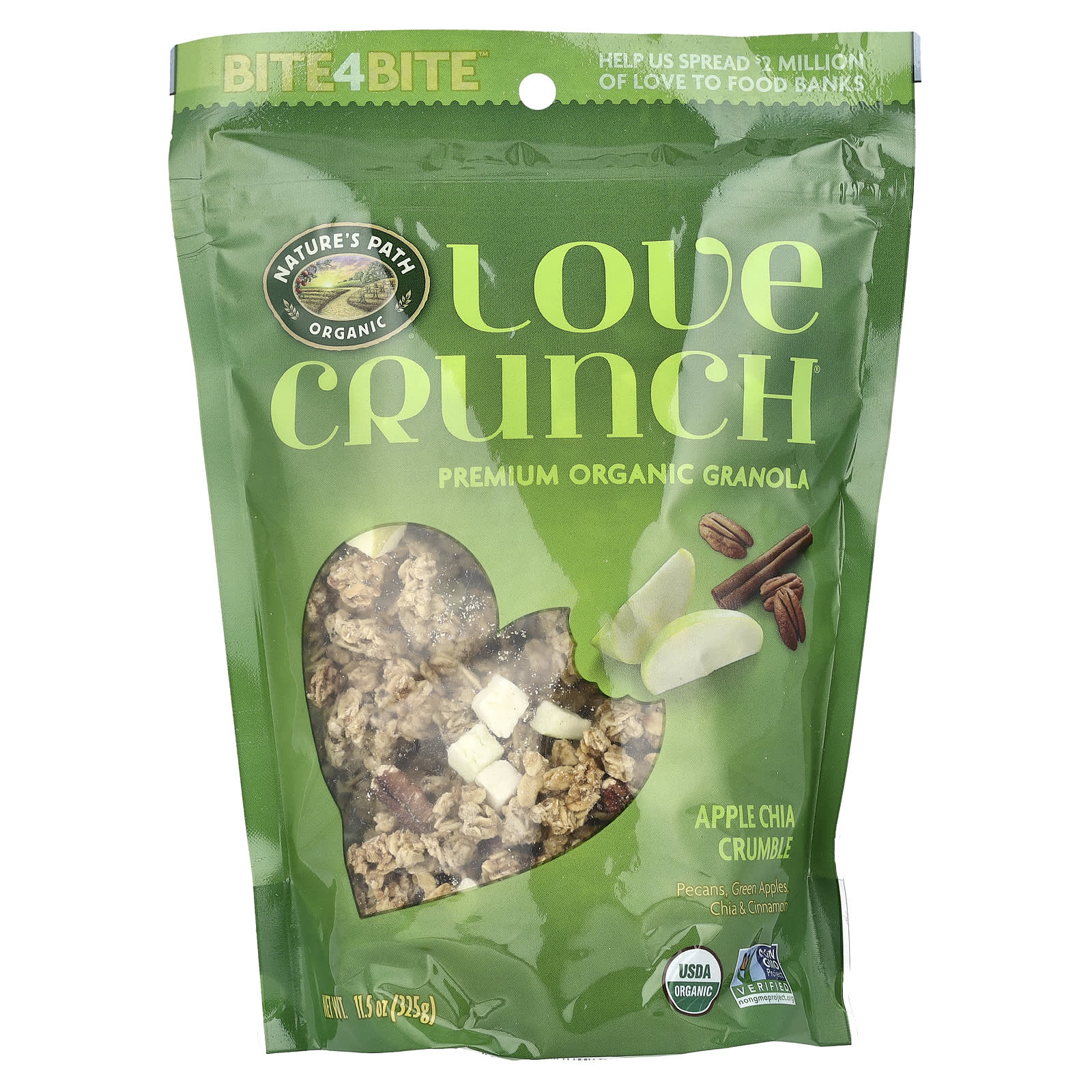 Natures Path Love Crunch высококачественные органические мюсли яблочный пирог с чиа 115 унц 325 г 1690₽