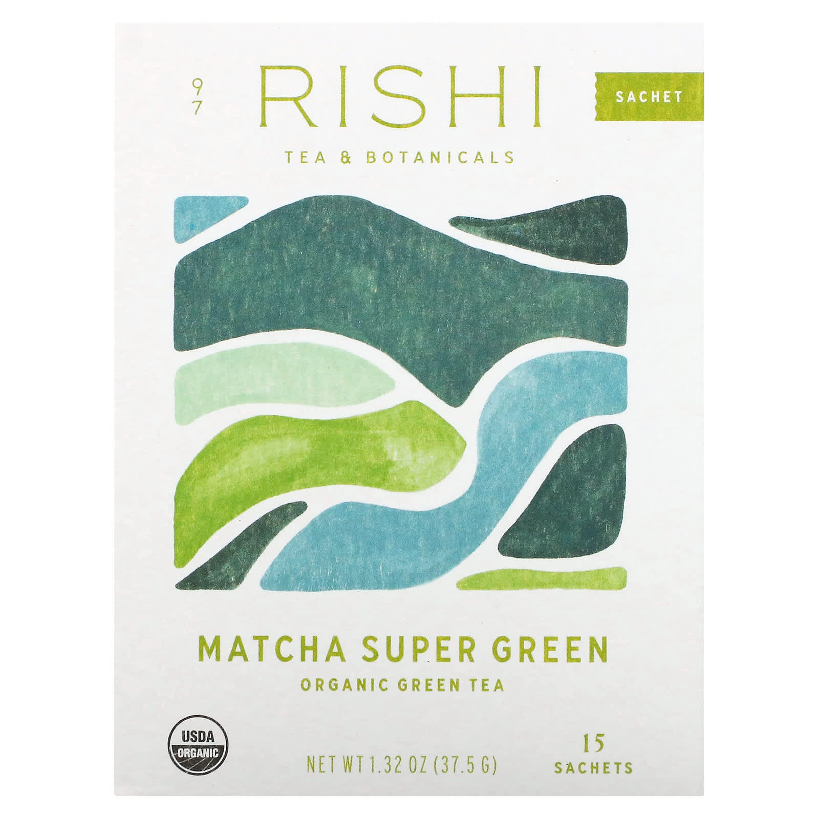 Rishi Tea Organic Green Tea Matcha Super Green 15 пакетиков 405 г 142 унции 1990₽
