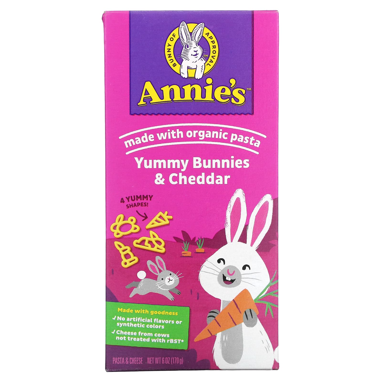 Annies Homegrown Bunny Pasta паста в форме кролика и вкусный чеддер 170 г 6 унций 1490₽