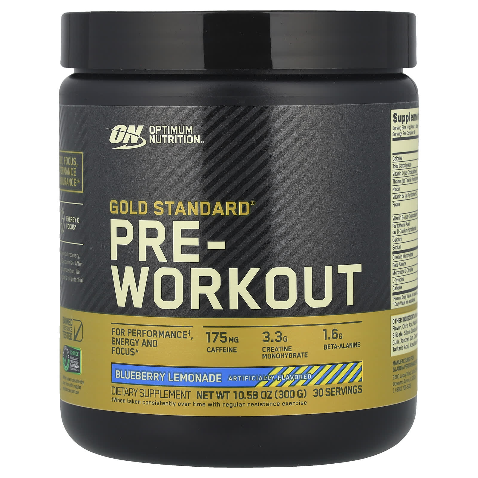 Optimum Nutrition Gold Standard Pre-Workout со вкусом голубики и лимонада 300 г 1058 унции 6290₽