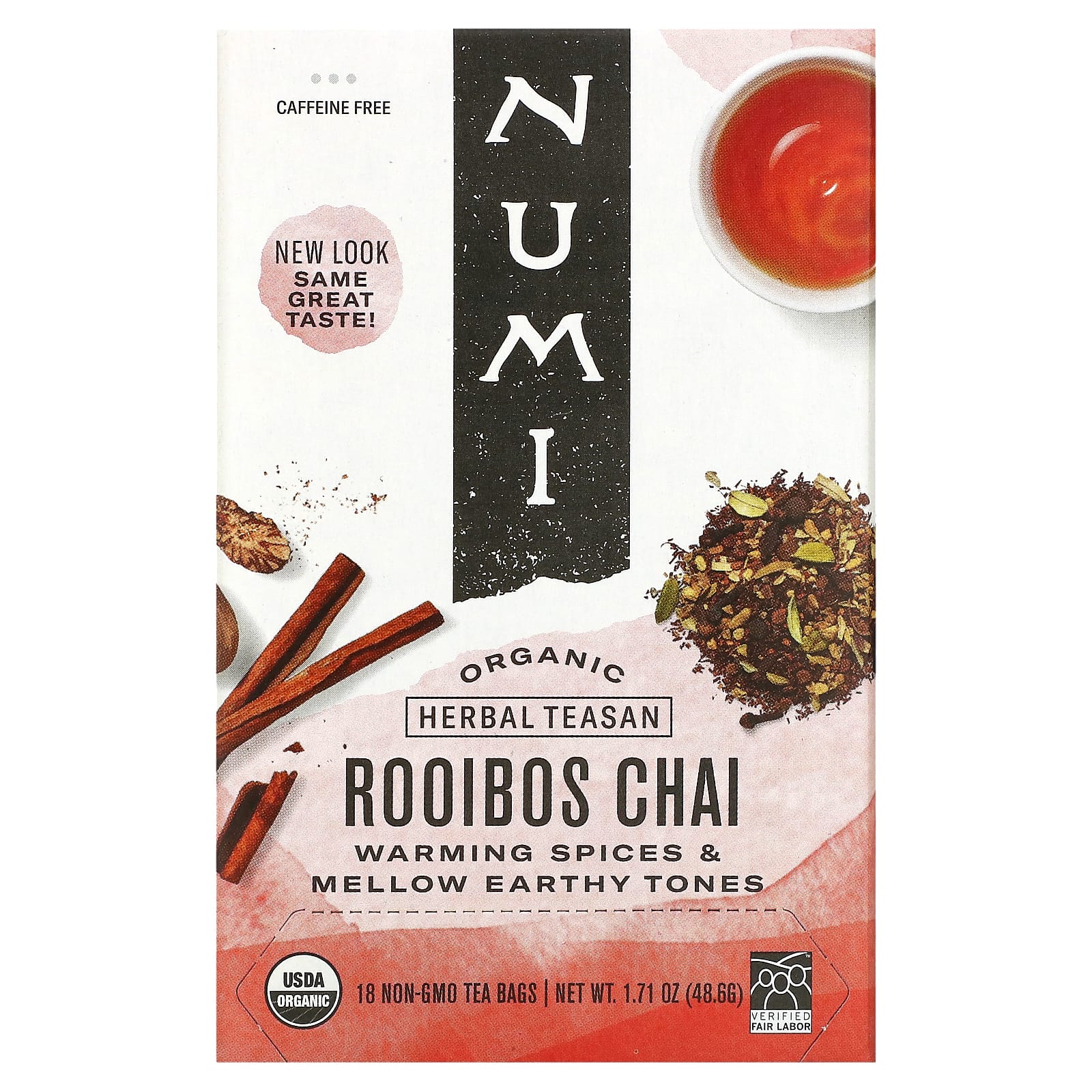 Numi Tea Organic Herbal Teasan чай ройбуш без кофеина 18 чайных пакетиков 486 г 171 унции 1690₽