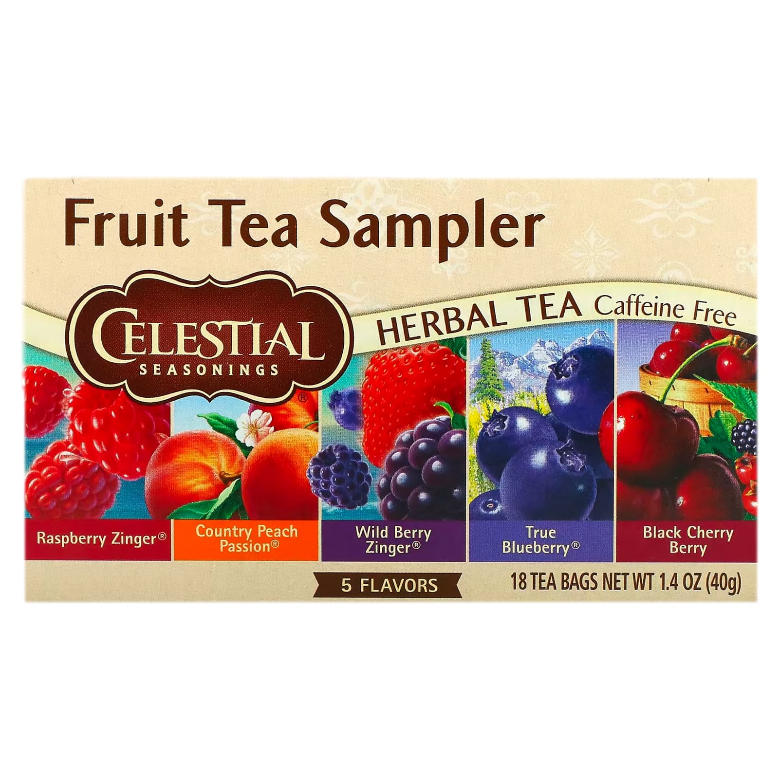Celestial Seasonings набор фруктовых чаев без кофеина 5 вкусов 18 чайных пакетиков по 40 г 14 унции 1590₽