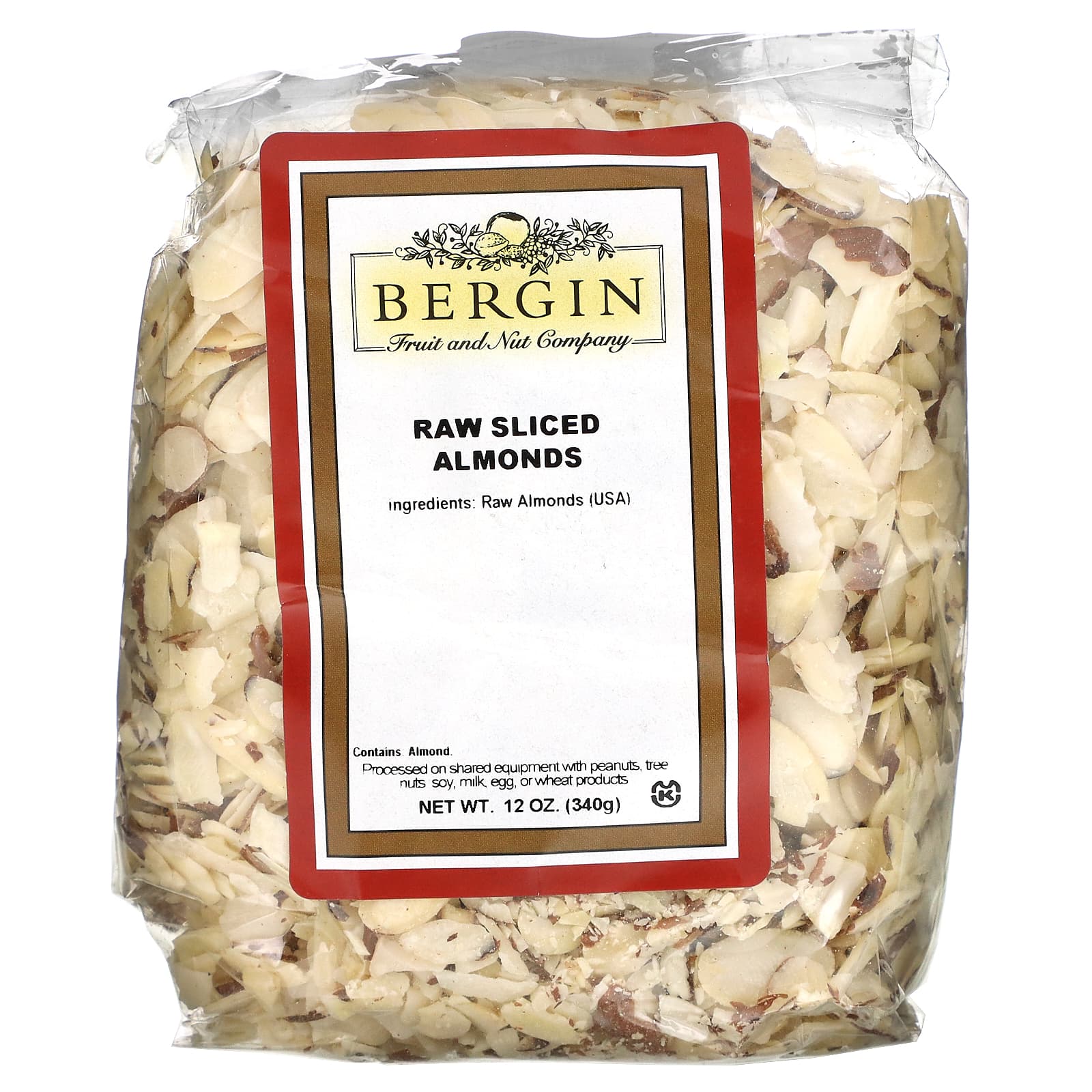 Bergin Fruit and Nut Company Сырой нарезанный ломтиками миндаль 12 унций 340 г 1990₽