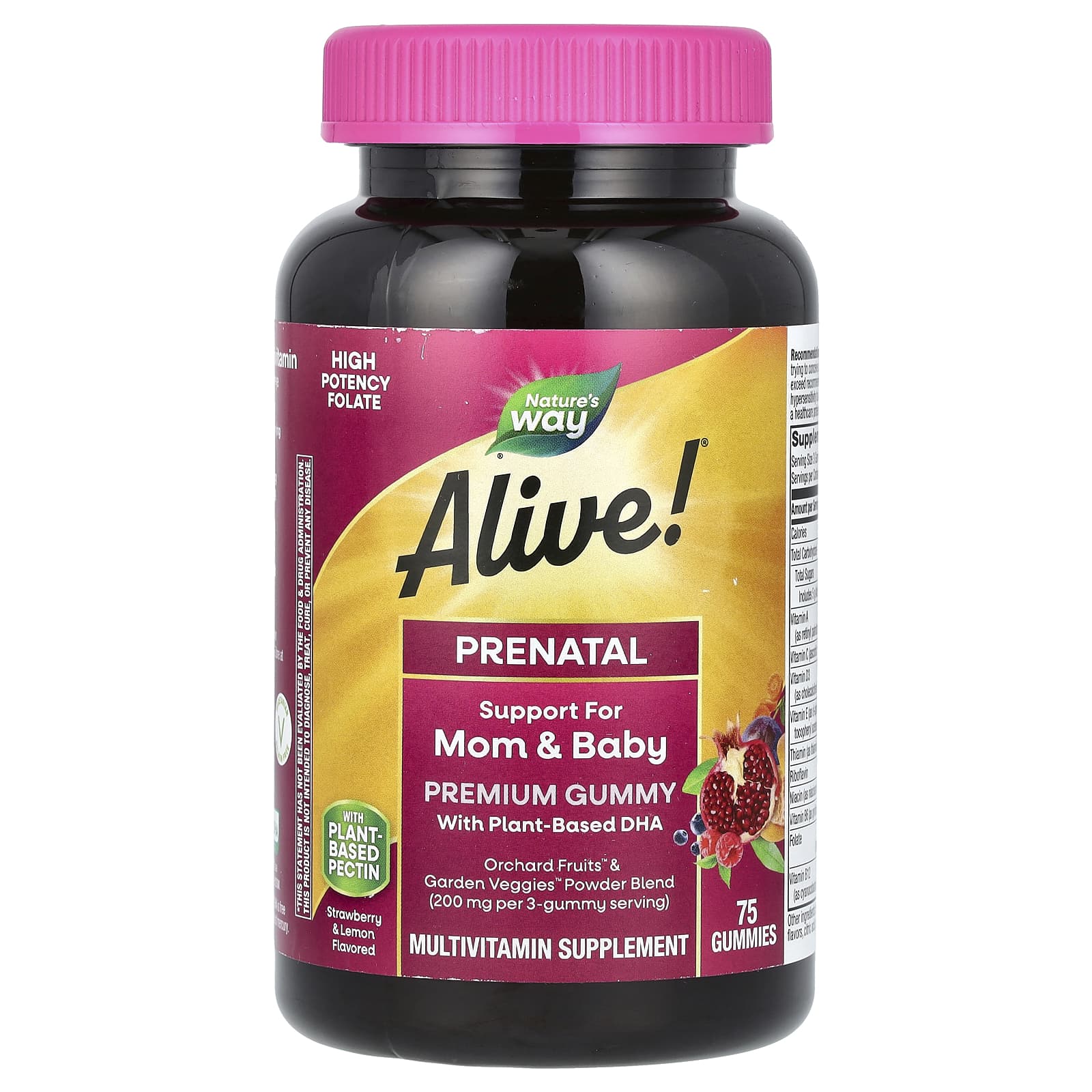 Natures Way Alive Daily Support Premium Prenatal витамины для беременных клубника и лимон 75 жевательных таблеток 2990₽