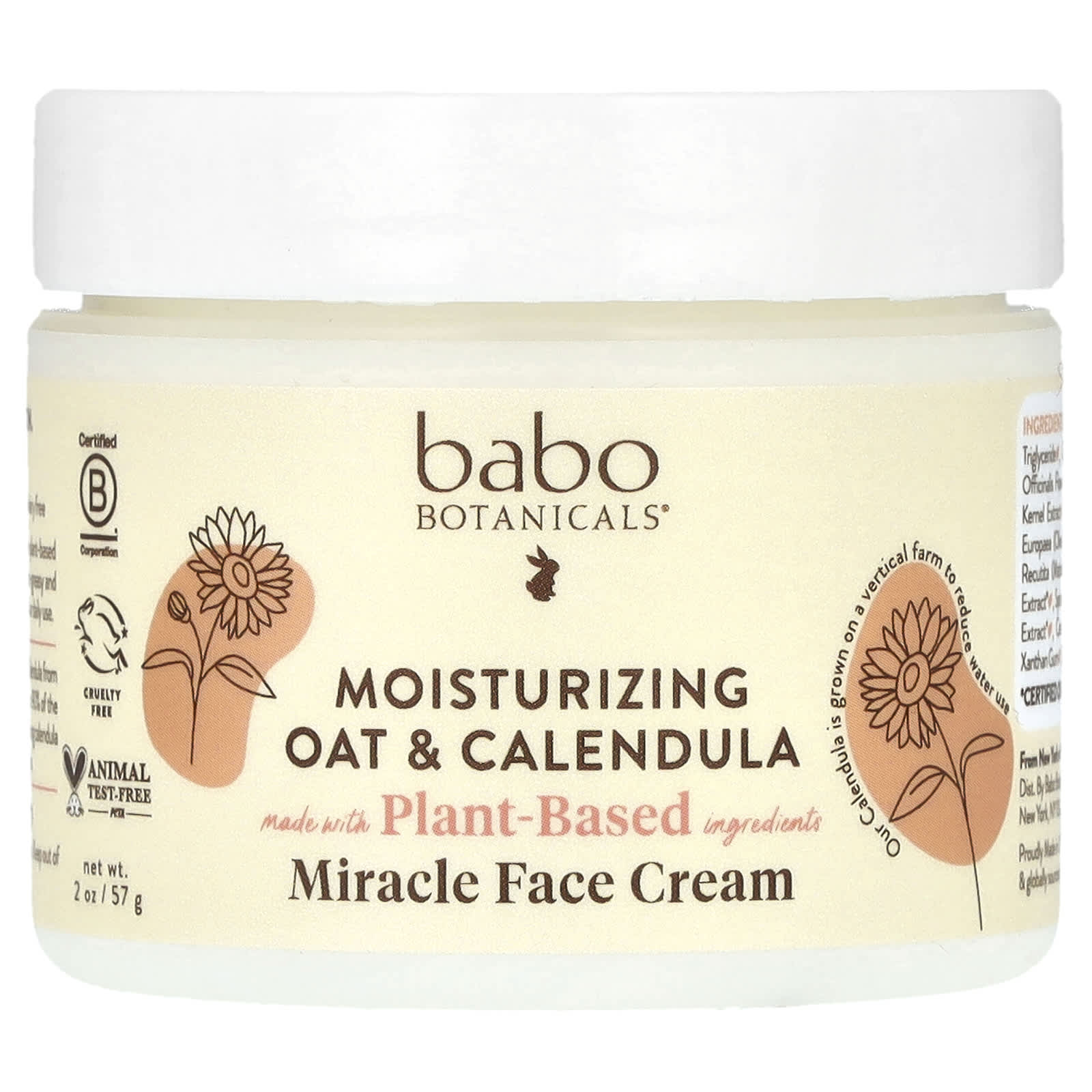 Babo Botanicals Miracle крем для лица увлажняющий крем с овсом и календулой 57 г 2 унции 2990₽
