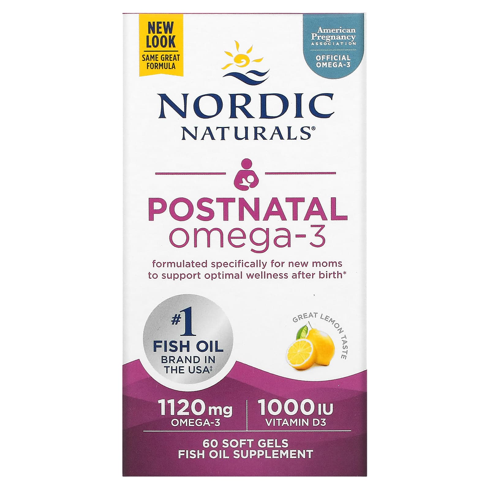 Nordic Naturals омега-3 для молодых мам со вкусом лимона 1120 мг 60 капсул 560 мг в 1 капсуле 5990₽