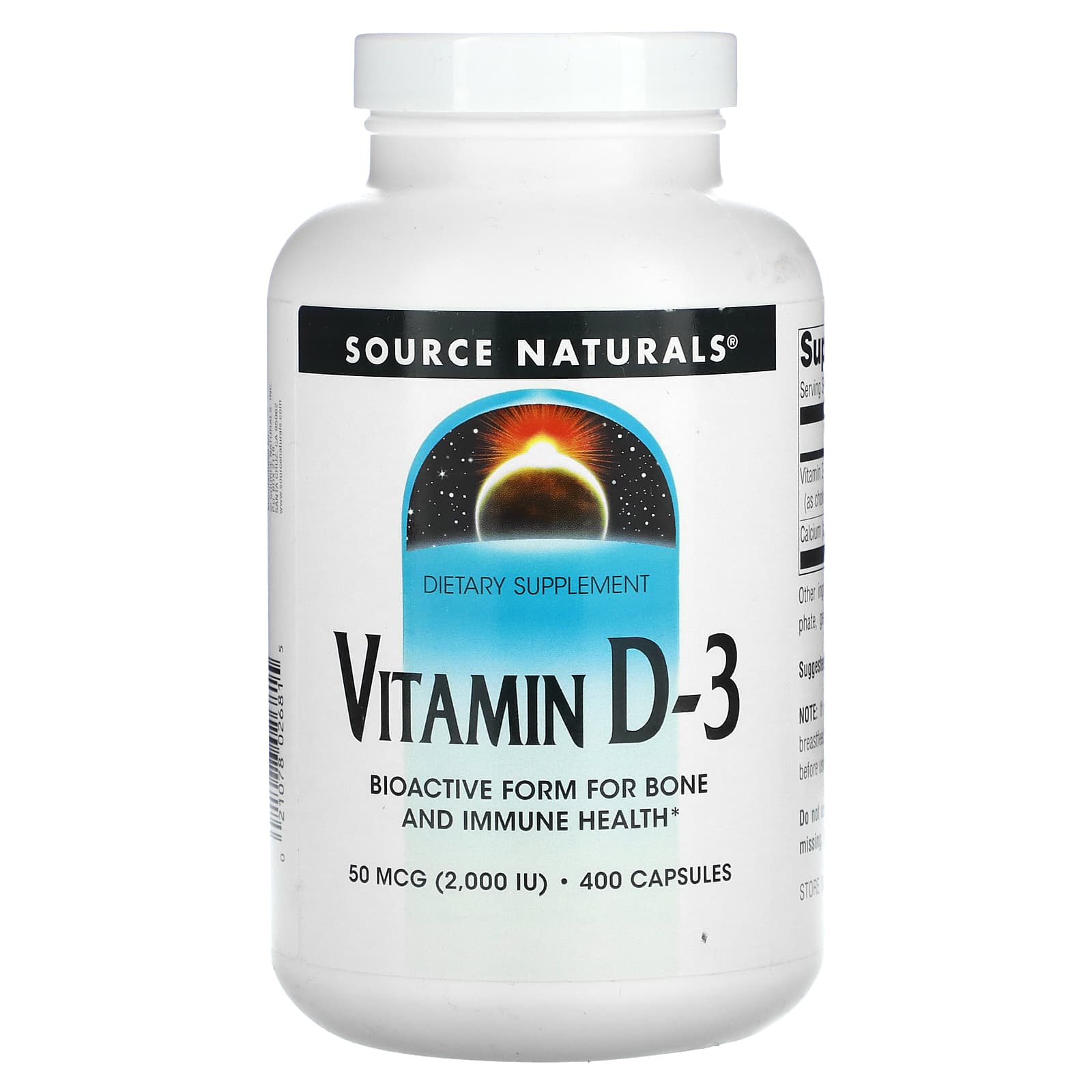 Source Naturals Витамин D-3 50 мкг 2000 МЕ 400 капсул 3790₽