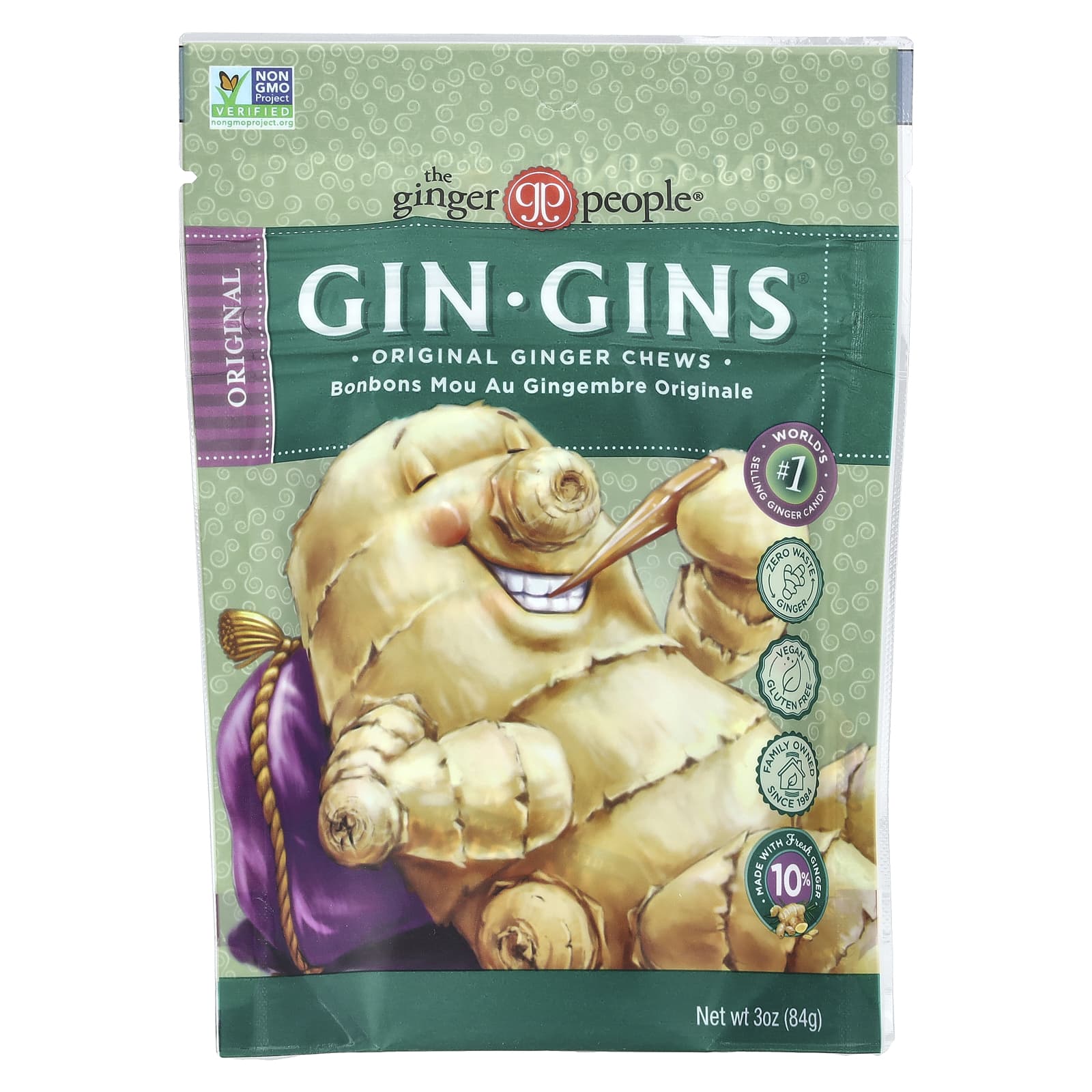 The Ginger People Gin Gins жевательные имбирные конфеты оригинальные 84 г 3 унции 1490₽