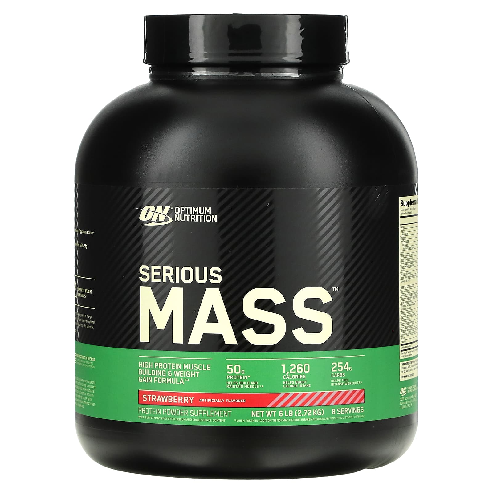 Optimum Nutrition Serious Mass порошок с высоким содержанием белка для набора веса со вкусом клубники 272 кг 6 фунтов 10490₽