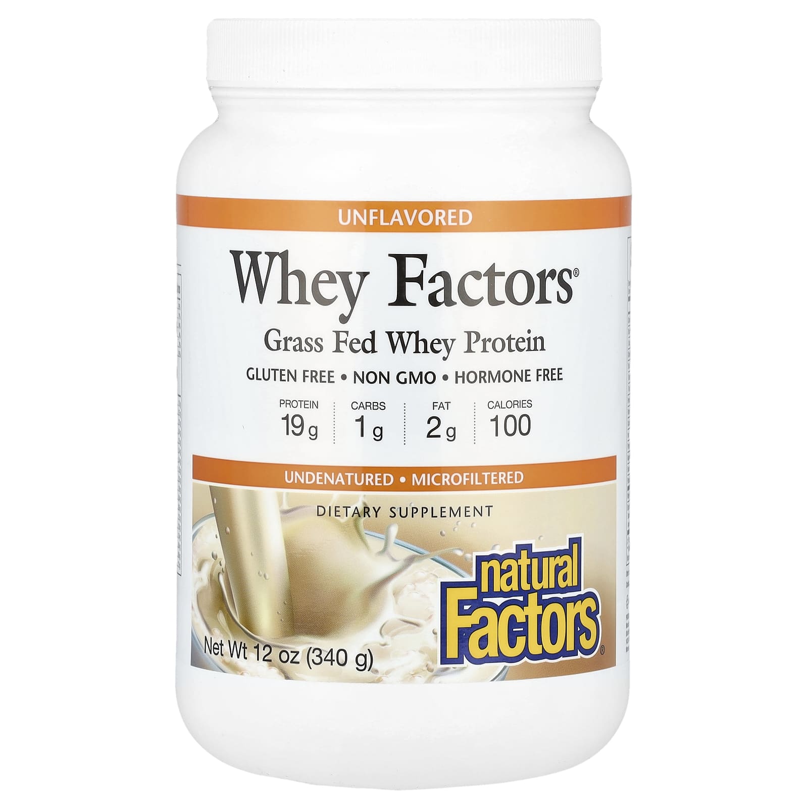 Natural Factors Whey Factors 100 натуральный сывороточный белок без ароматизаторов 12 унций 340 г 3890₽