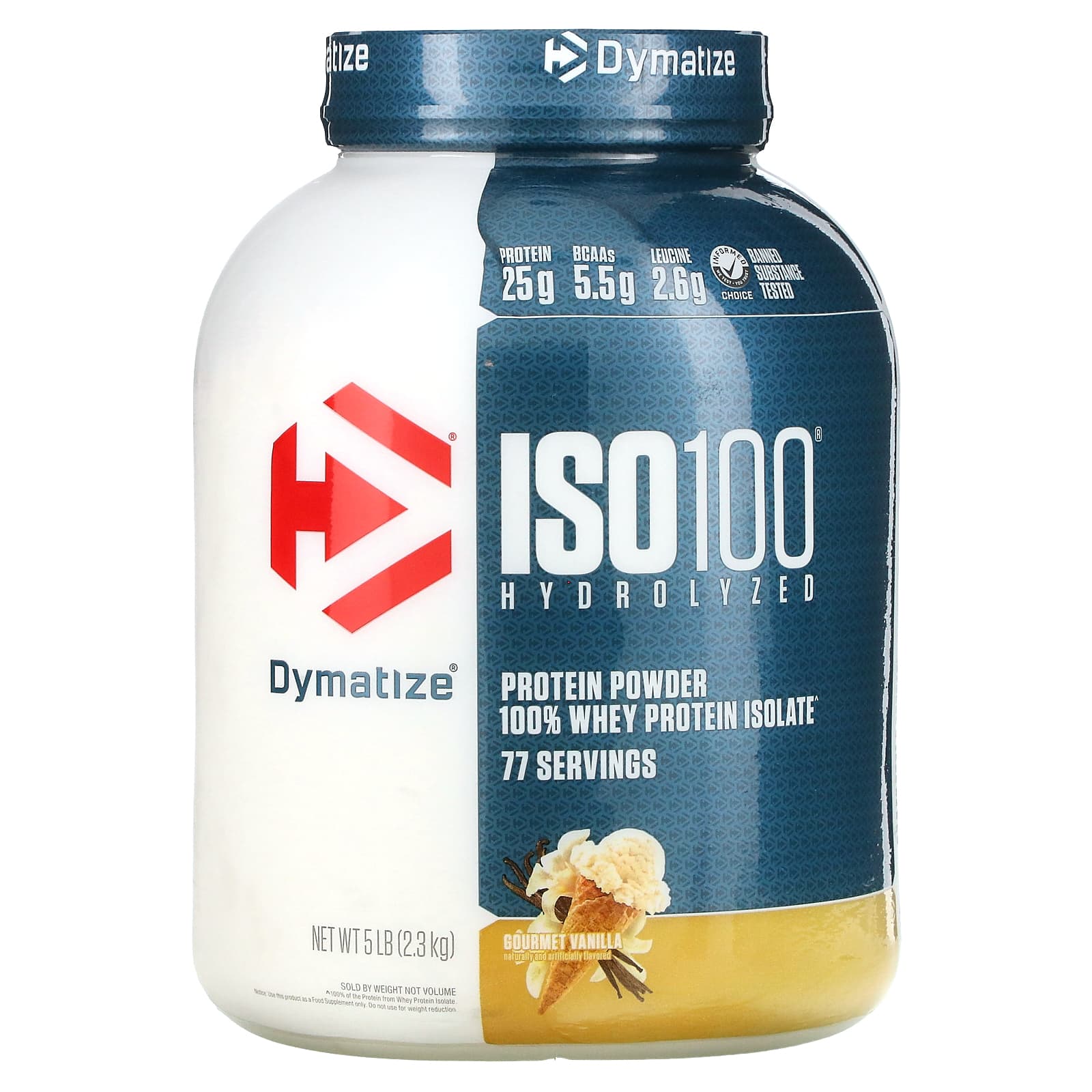 Dymatize ISO100 гидролизат 100-ный изолят сывороточного протеина изысканная ваниль 5 фунтов 23 кг 20790₽