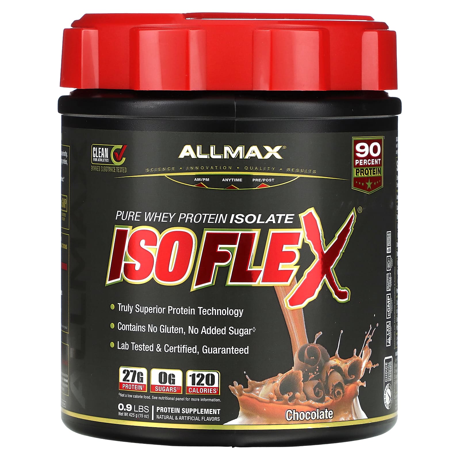 ALLMAX Isoflex на 100 чистый изолят сывороточного протеина со вкусом шоколада 425 г 09 фунта 5690₽