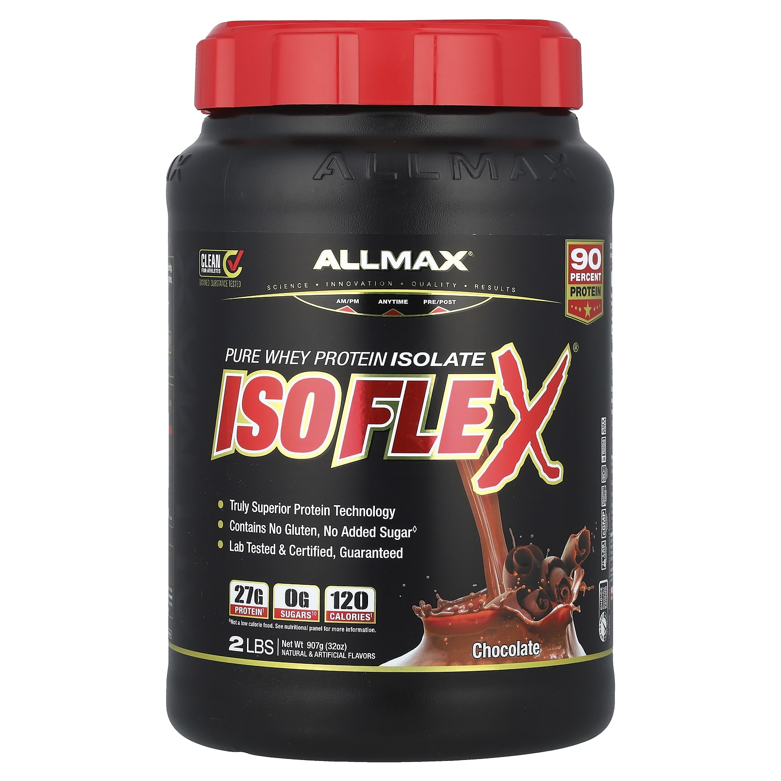 ALLMAX Isoflex чистый изолят сывороточного протеина фильтрация ИСП частицами заряженными ионами со вкусом шоколада 907 г 32 унции 10090₽