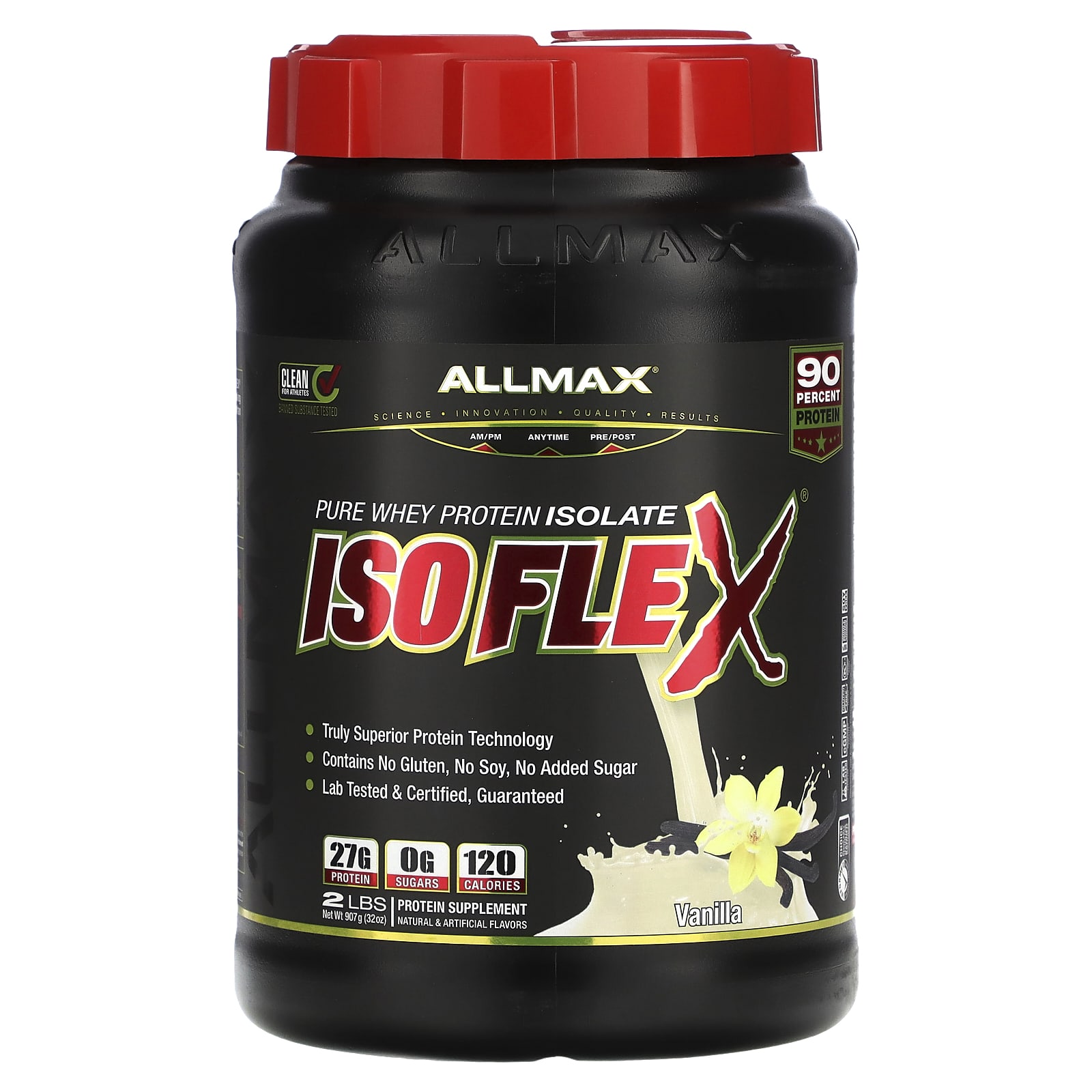 ALLMAX ISOFLEX чистый изолят сывороточного протеина ваниль 907 г 2 фунта 11290₽