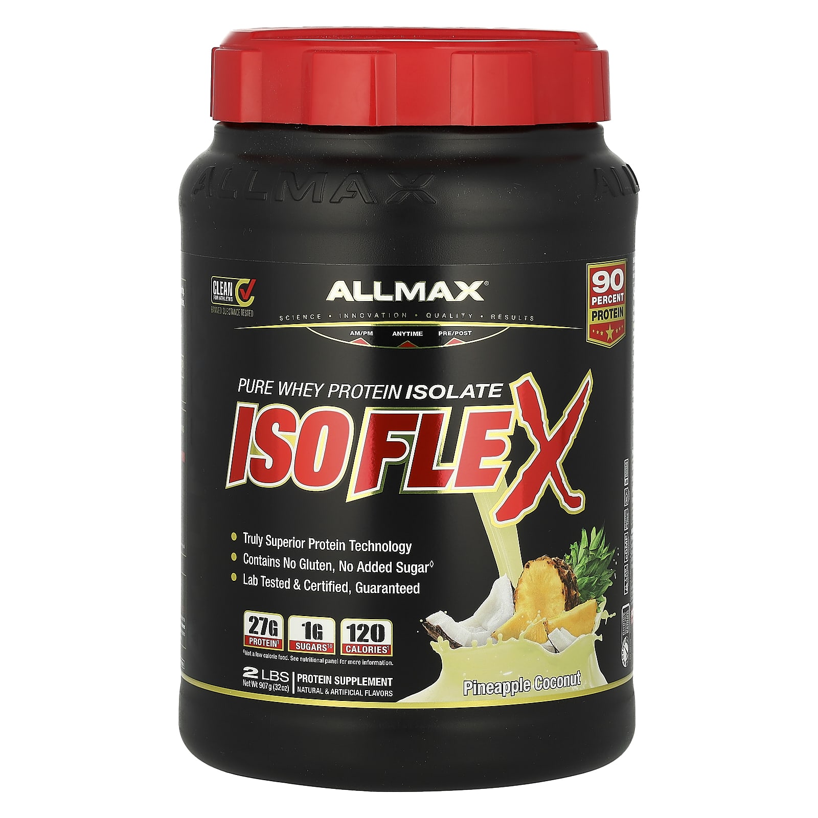 ALLMAX Isoflex чистый изолят сывороточного протеина со вкусом ананаса и кокоса 907 г 2 фунта 11290₽