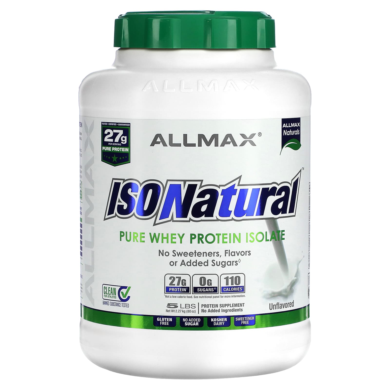 ALLMAX IsoNatural чистый изолят сывороточного белка оригинальная формула без вкусовых добавок 225 кг 5 фунтов 24690₽