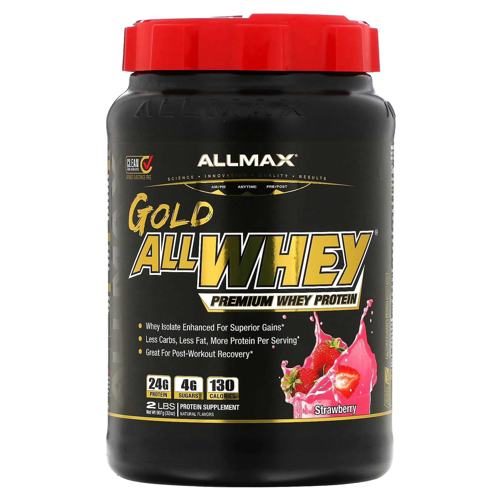 ALLMAX AllWhey Gold 100 сывороточный белок премиум-качества со вкусом клубники 907 г 2 фунта 7990₽