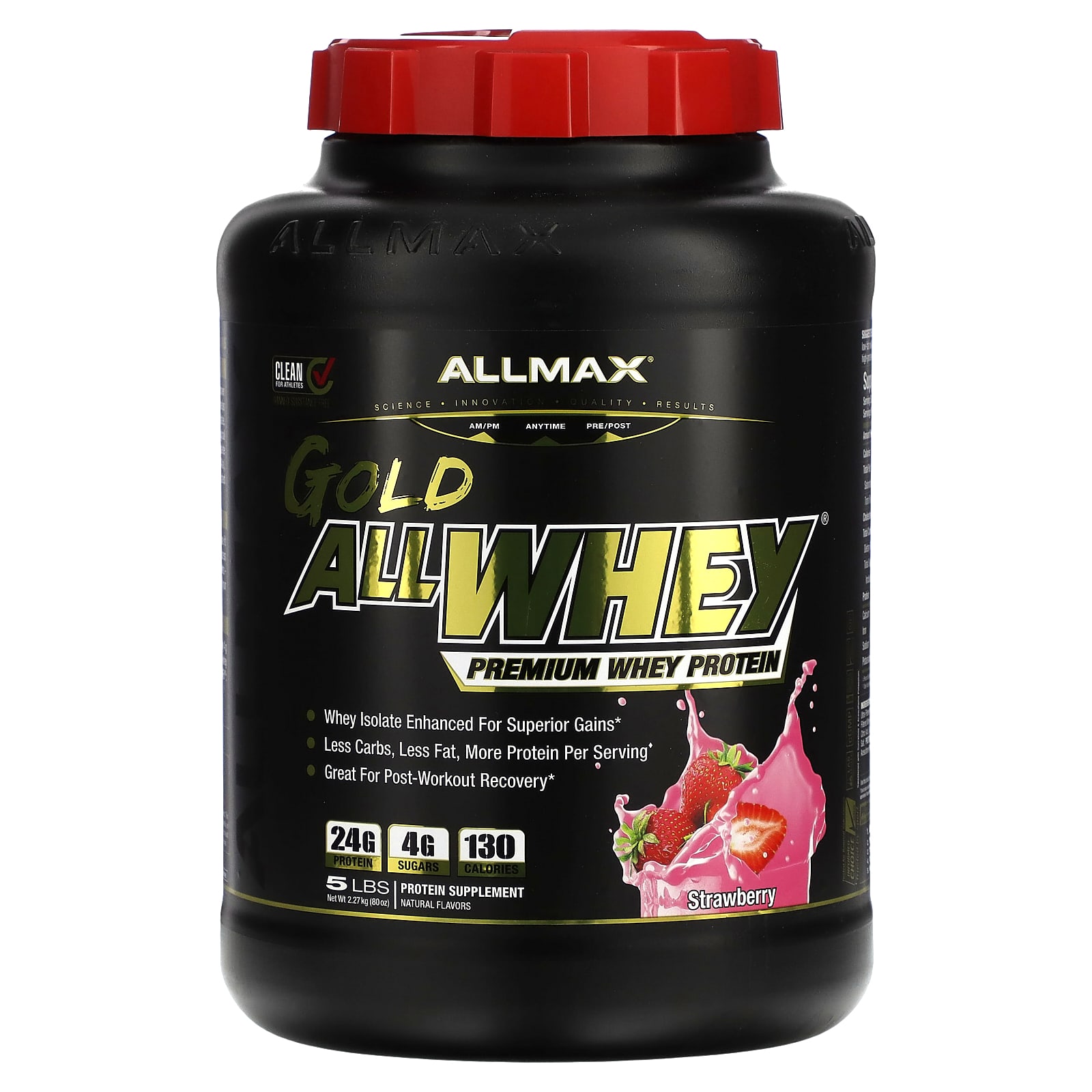 ALLMAX AllWhey Gold сывороточный протеин премиального качества со вкусом клубники 227 кг 5 фунтов 13690₽