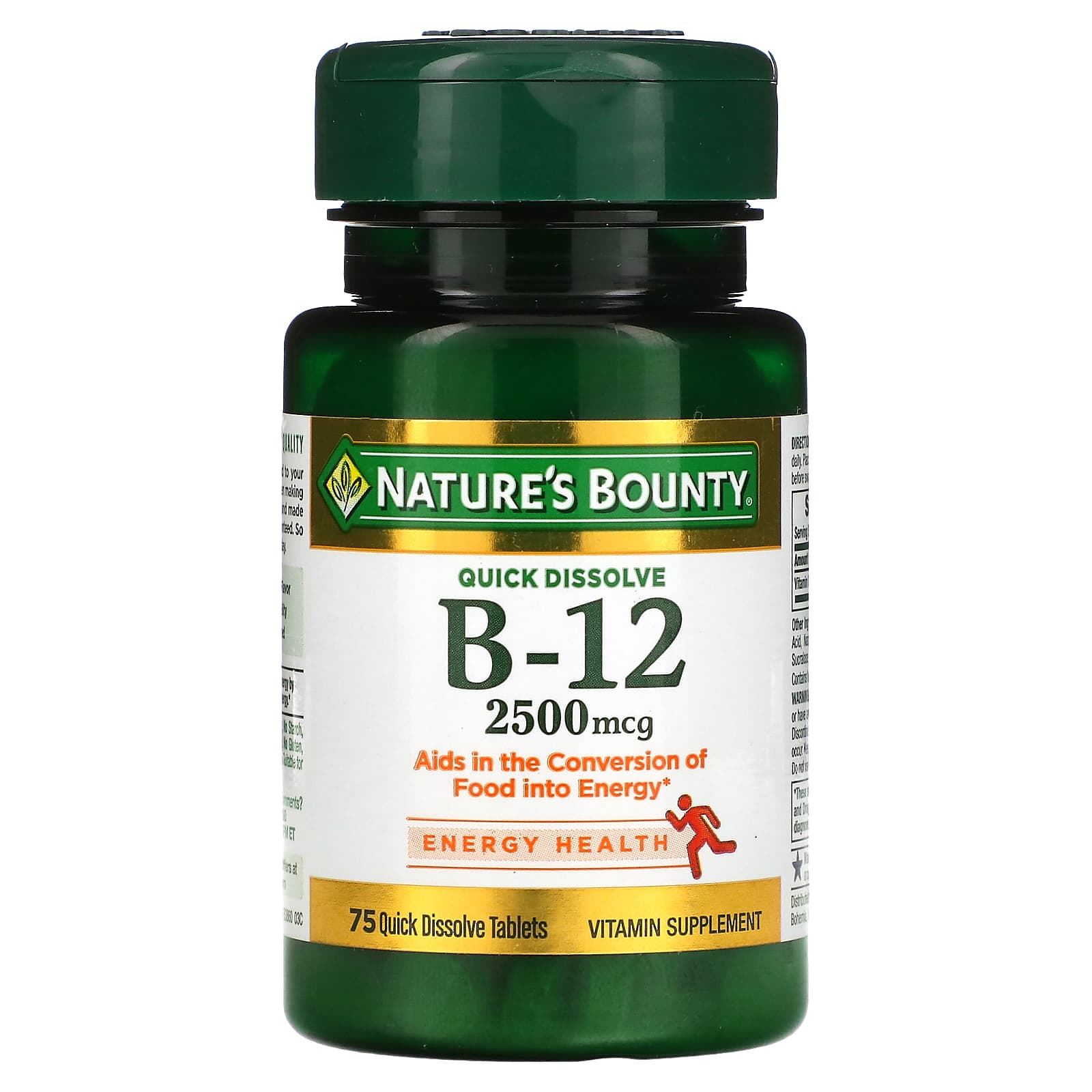 Natures Bounty B-12 натуральный вишневый вкус 2500 мкг 75 быстрорастворимых таблеток 2190₽